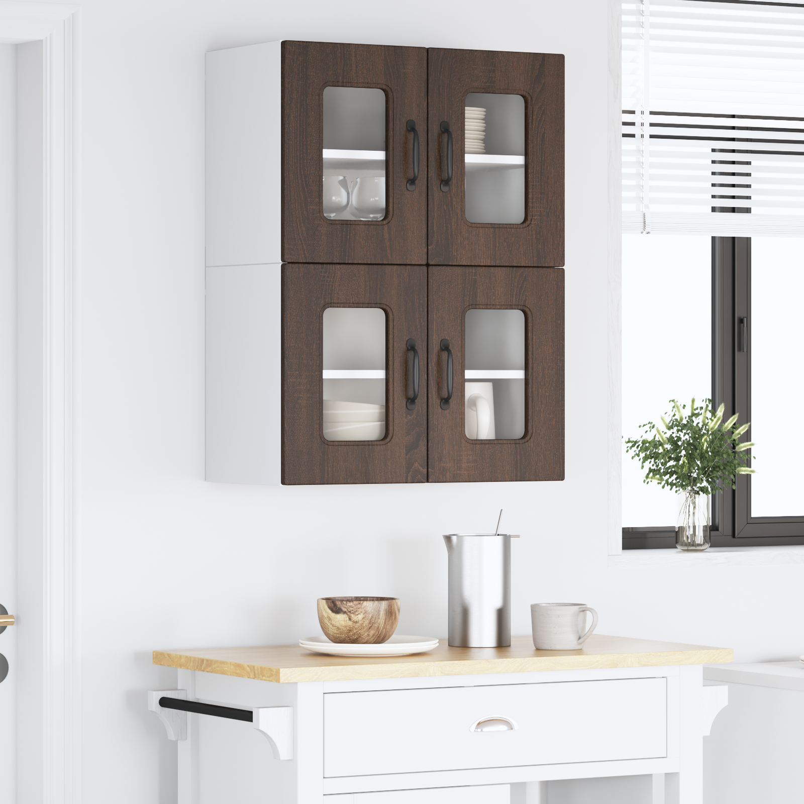 Virtuvės sieninė spintelė 2 pcs Rudas ąžuolas 60 x 31 x 40 cm