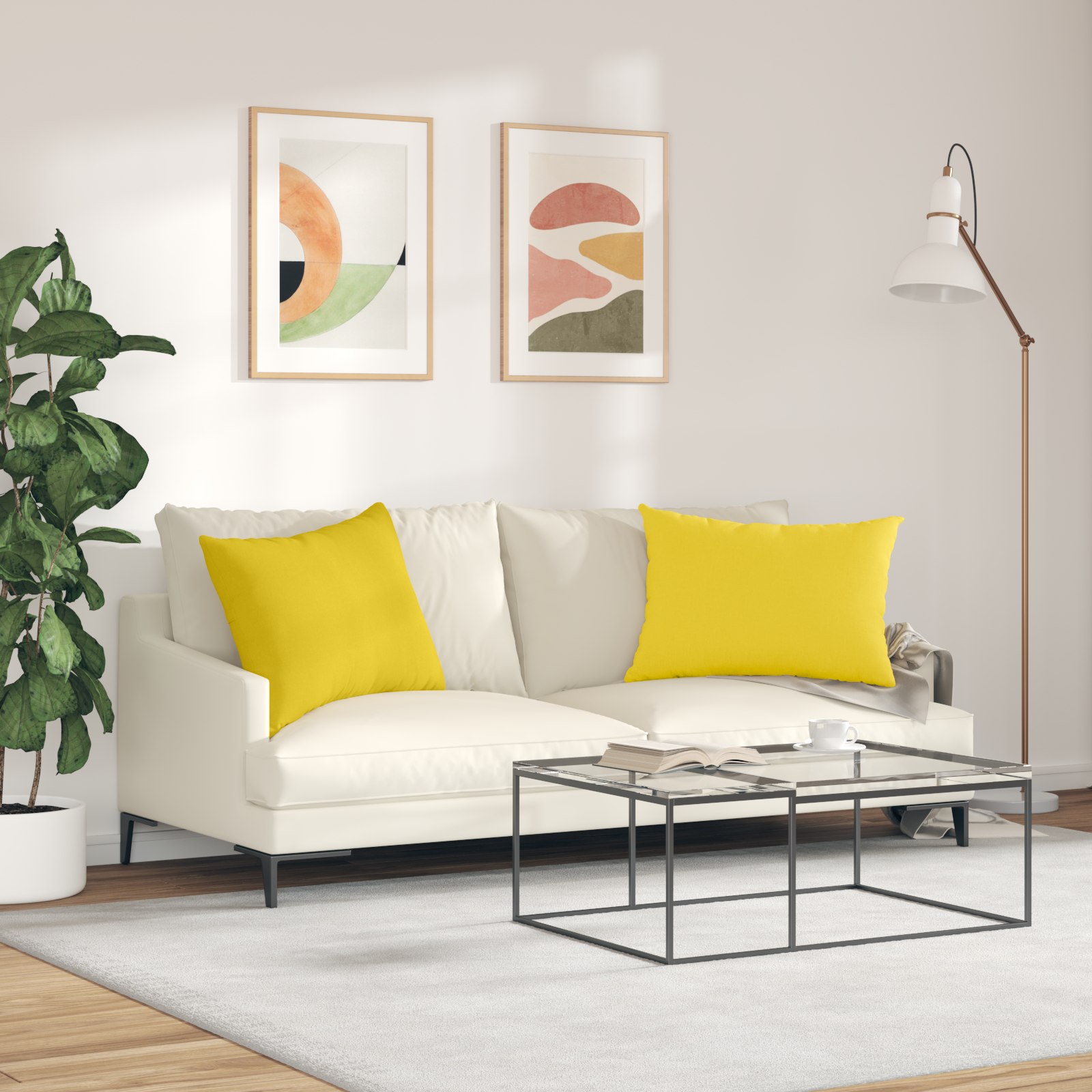 Sofa Pagalvės 2 pcs Šviesi geltona 70 x 50 cm audinys