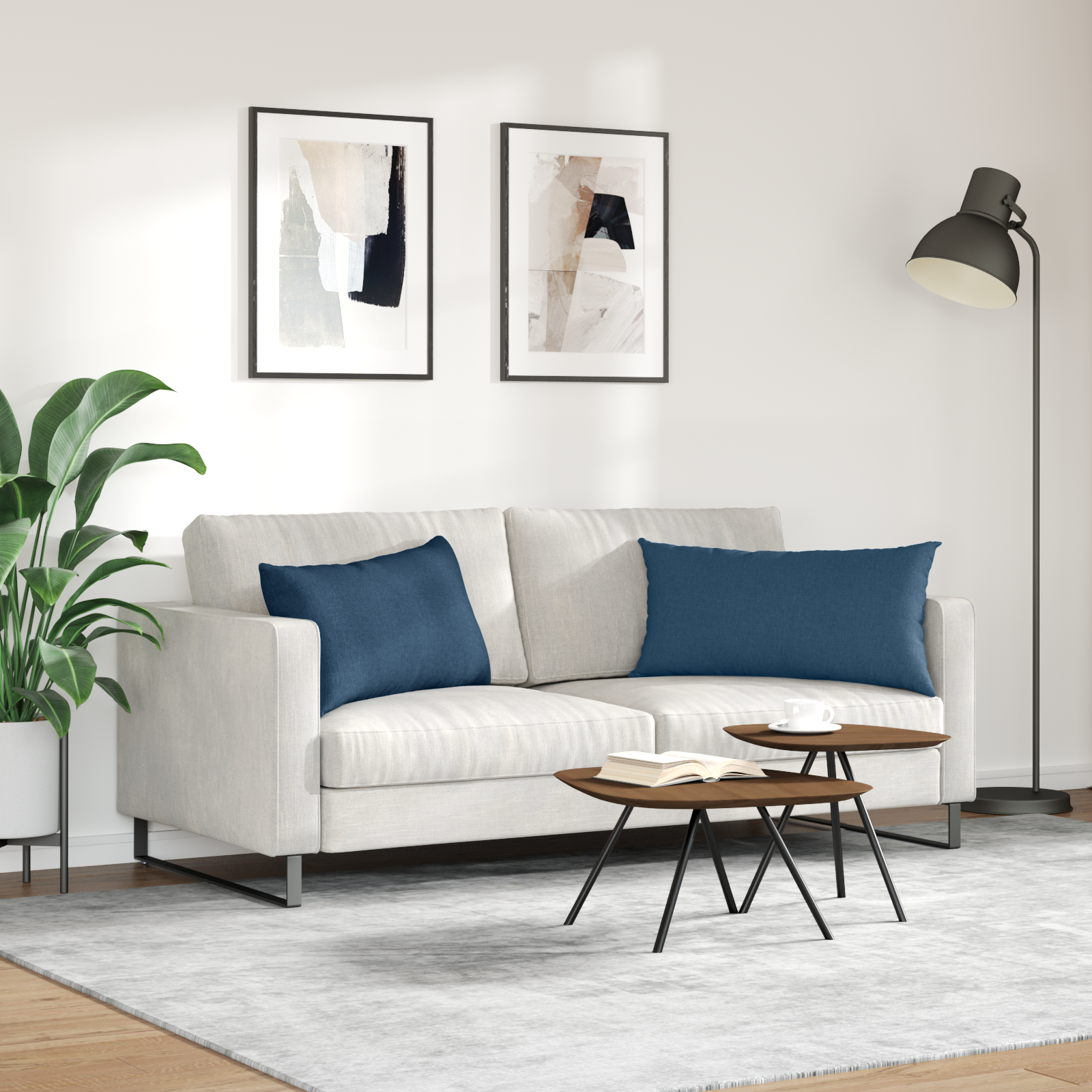 Dīvāna Spilveni 2 gab. Zili 80 x 40 cm audums
