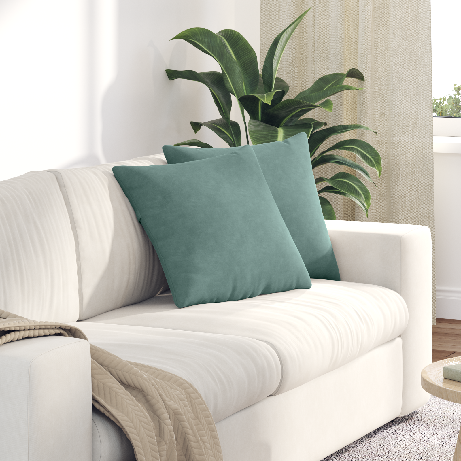Sofa Pagalvės 2 pcs Jūrinė žalia 45 x 45 cm Kordūrinis audinys