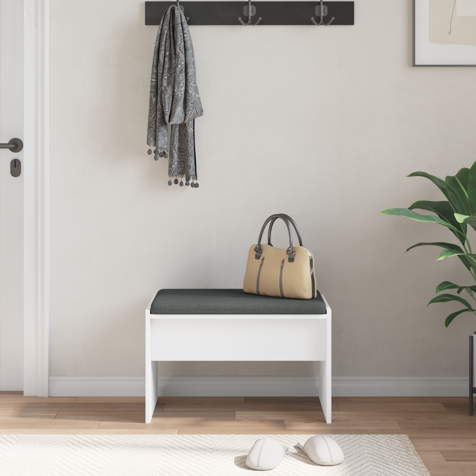 Corridor bench with cushion White 60 x 38 x 46 cm