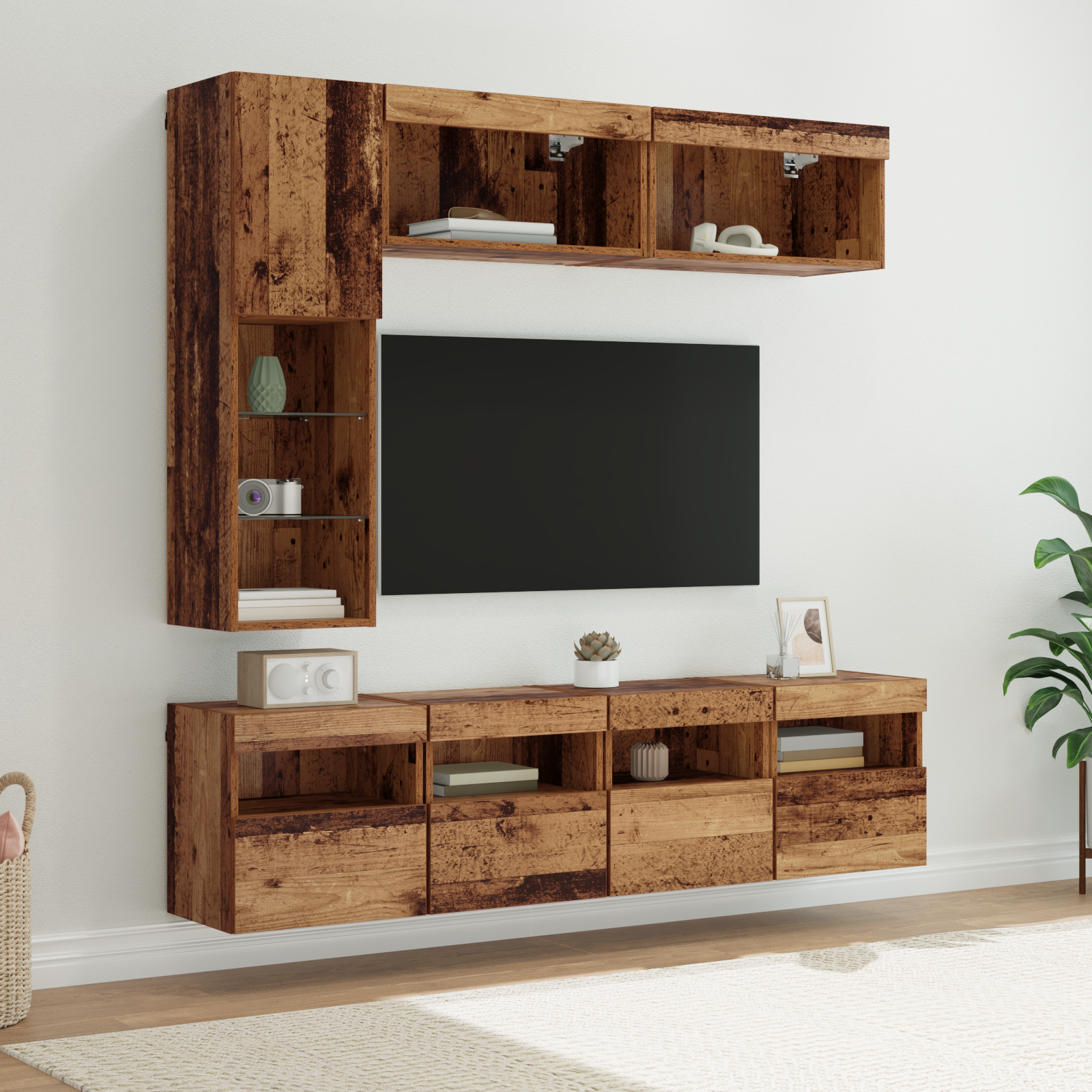TV cabinet 7 pcs Reclaimed wood