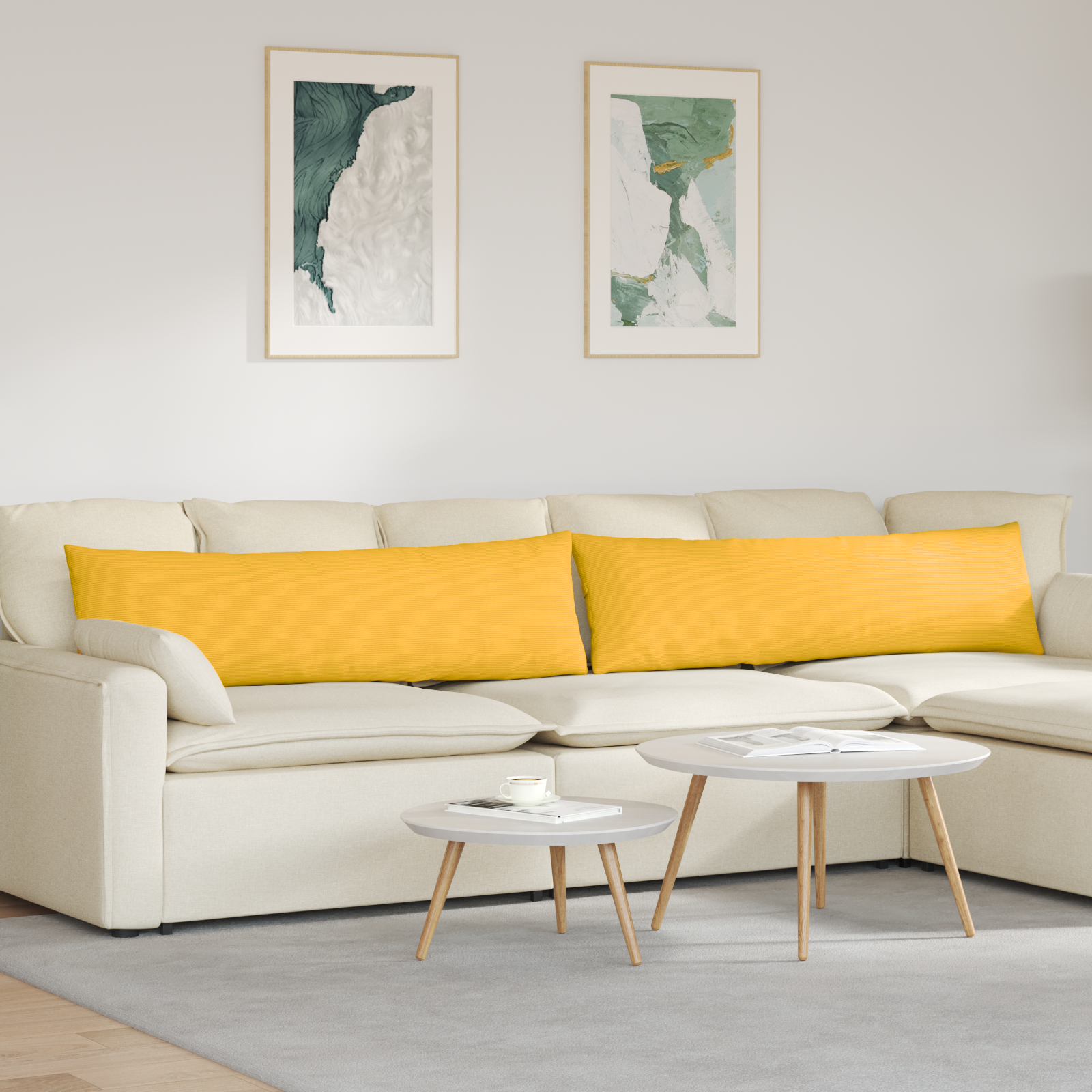 Sofa Pagalvės 2 pcs Šviesi geltona 145 x 40 cm