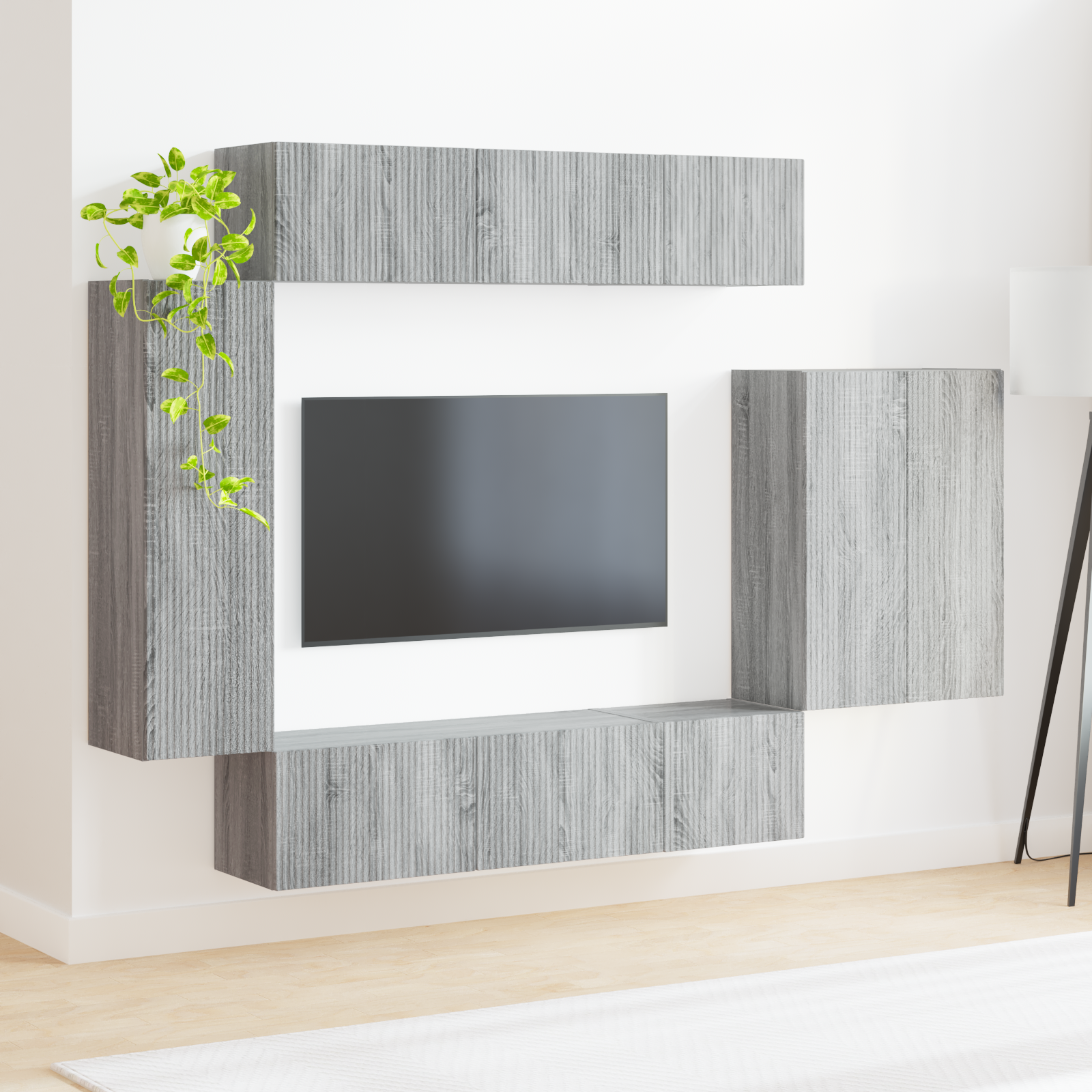 TV sieninio kabineto komplektas 6 pcs Pilkas Sonoma