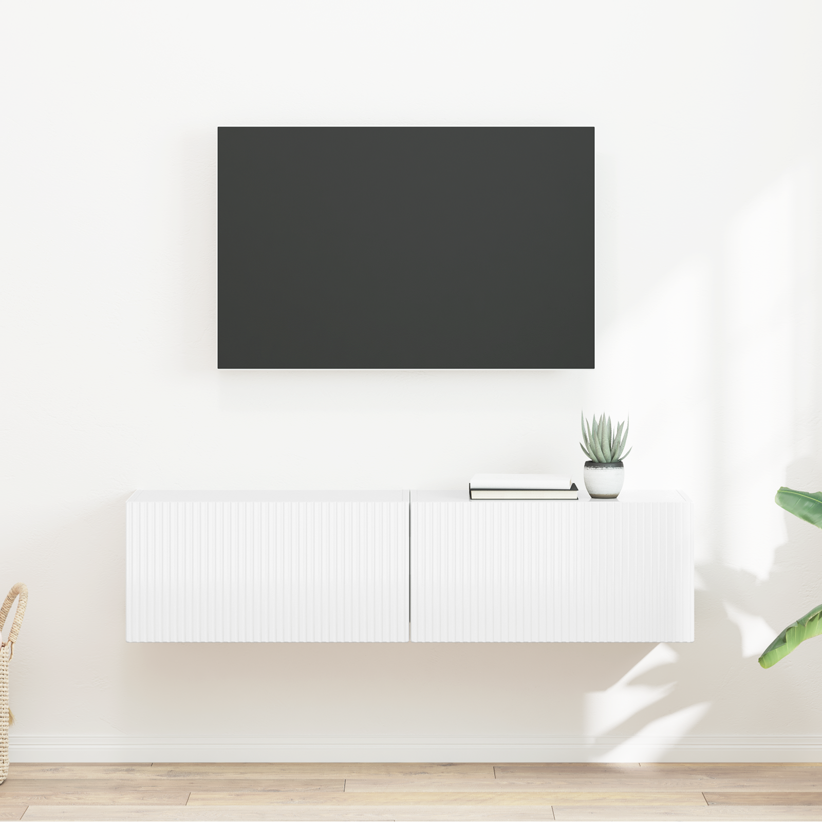 TV sienas skapis 2 gab. Spīdīgi balts 60 x 31 x 29,5 cm