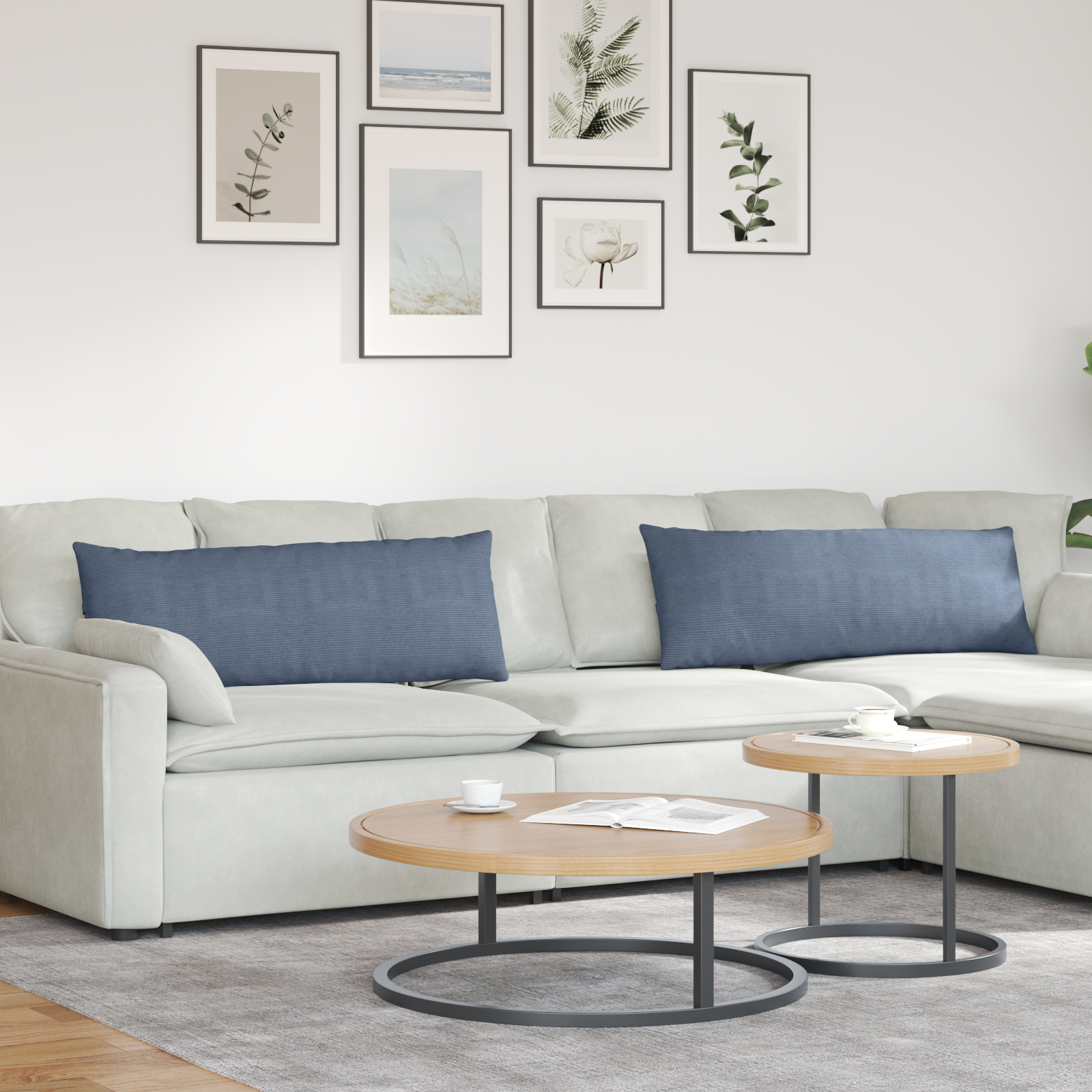 Sofa Pagalvės 2 pcs Mėlyna 120 x 40 cm Kordūrinis audinys