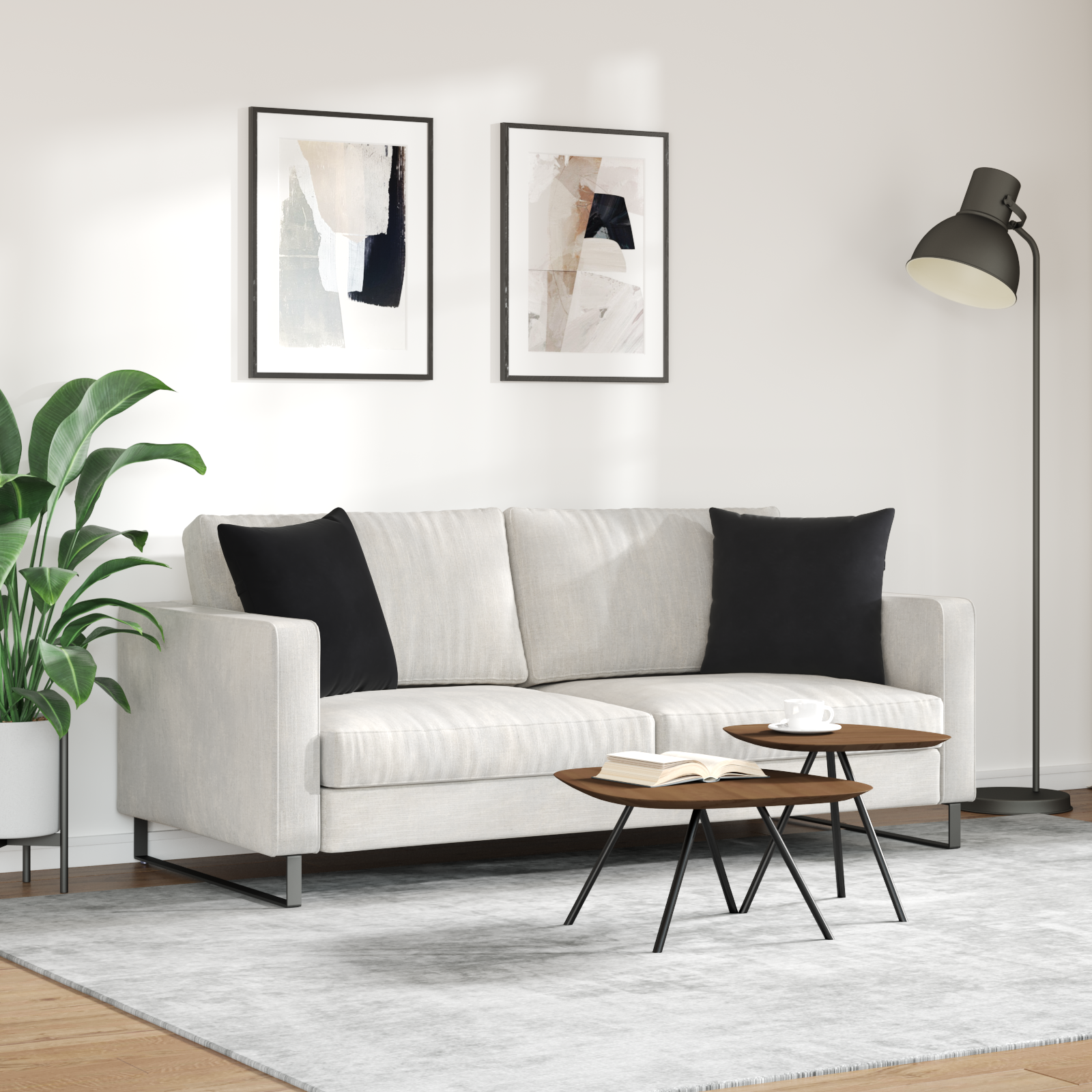 Sofa Pagalvės 2 pcs Juoda 45 x 45 cm Kordūrinis audinys