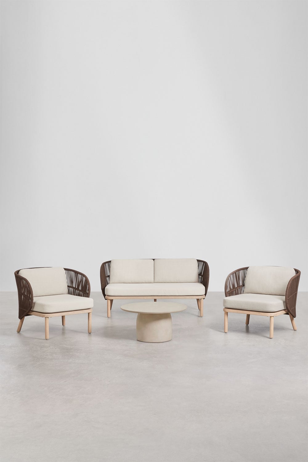 Komplektas CAIRO, sofa 2 vietų, 2 foteliai, staliukas, šokolado