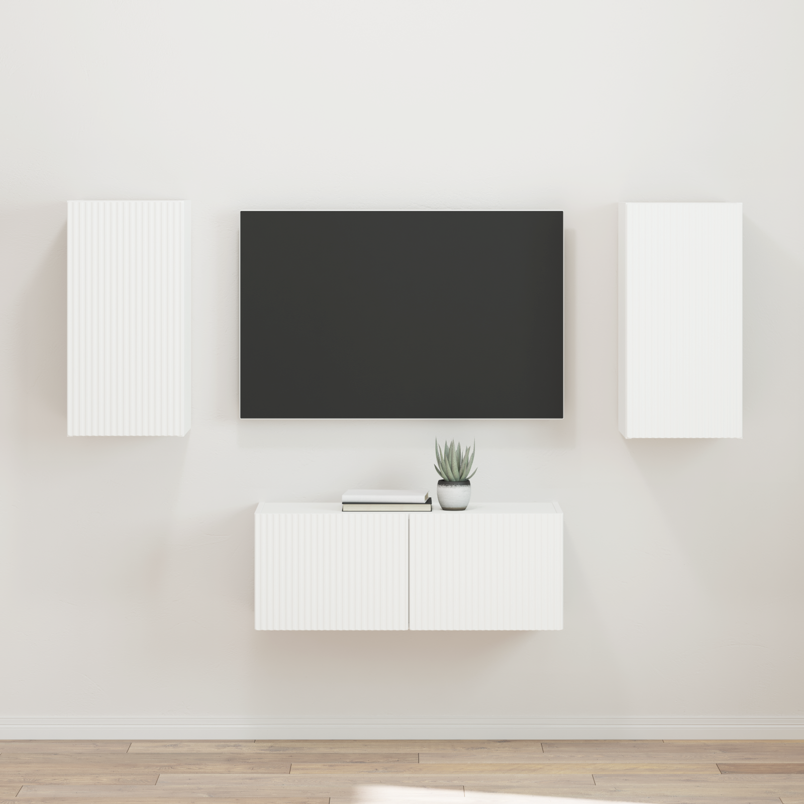 TV spintelių komplektas 2 pcs Balta Apdirbta mediena