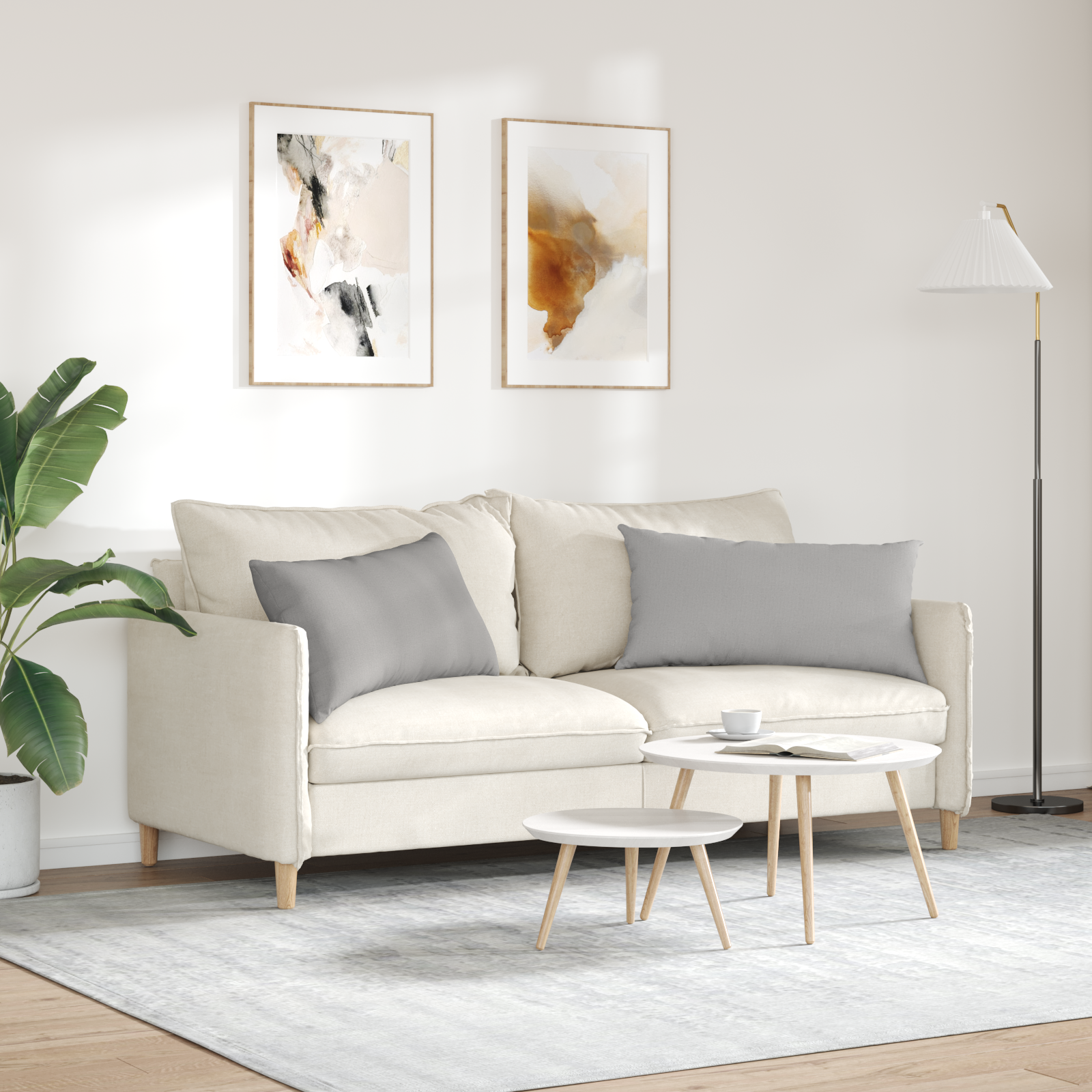 Dīvāna spilveni 2 gab. pelēki 80 x 40 cm audums