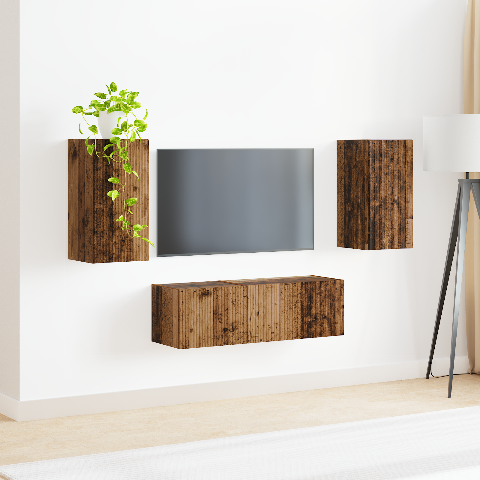 TV sieninio kabineto komplektas 4 pcs Senas medis