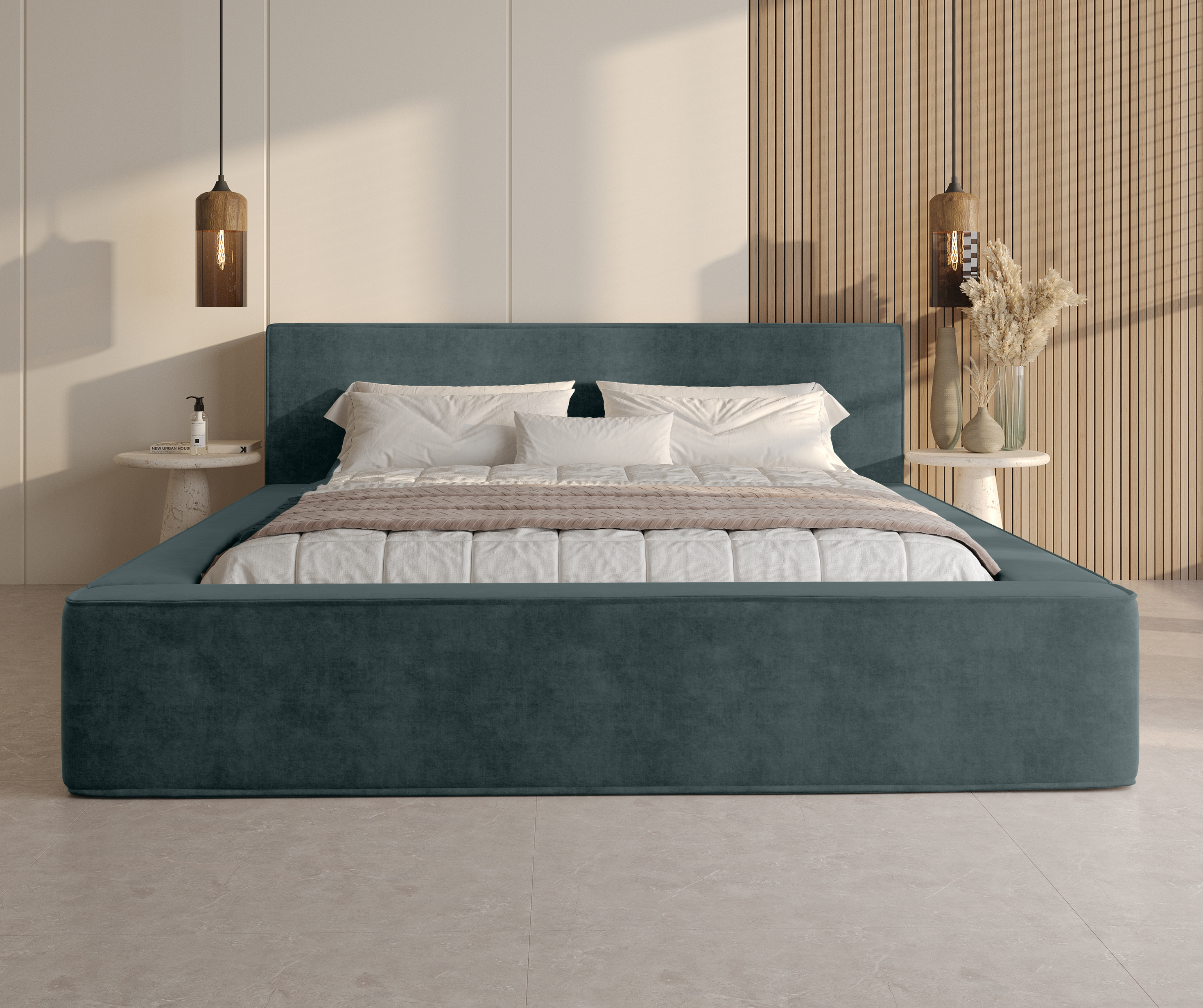 Bed BERNAND, green velvet