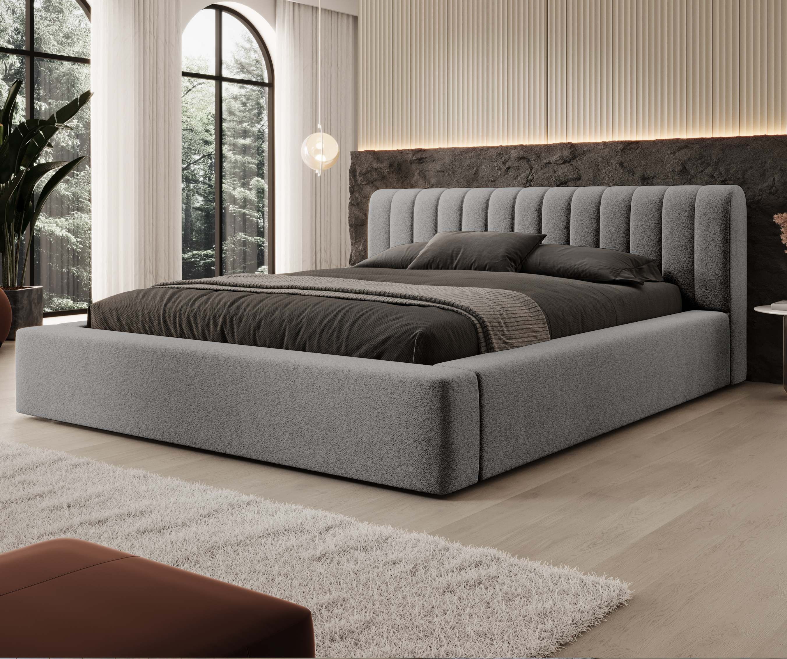 Bed AUKE, grey structural