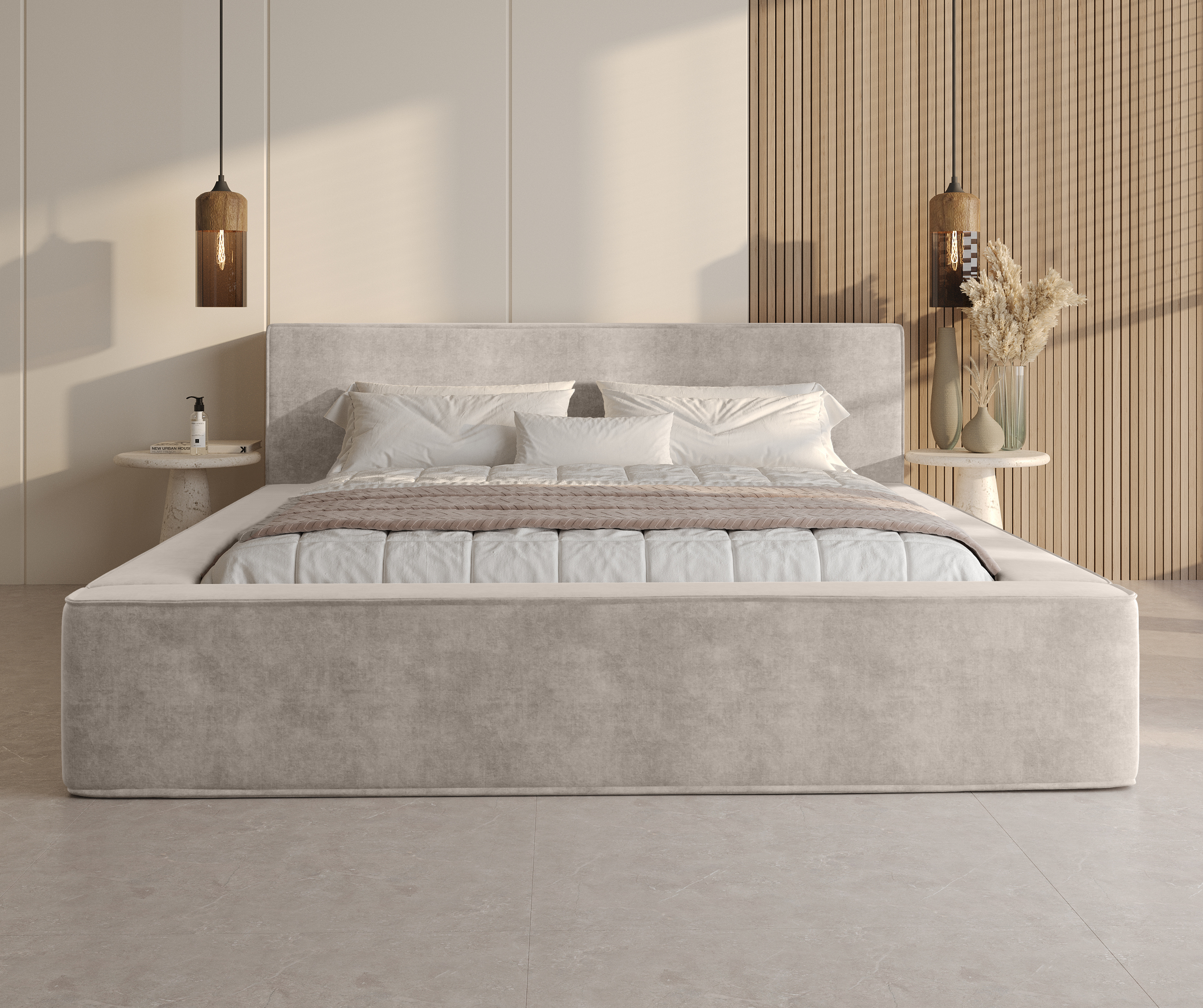 Bed BERNAND, sand velvet