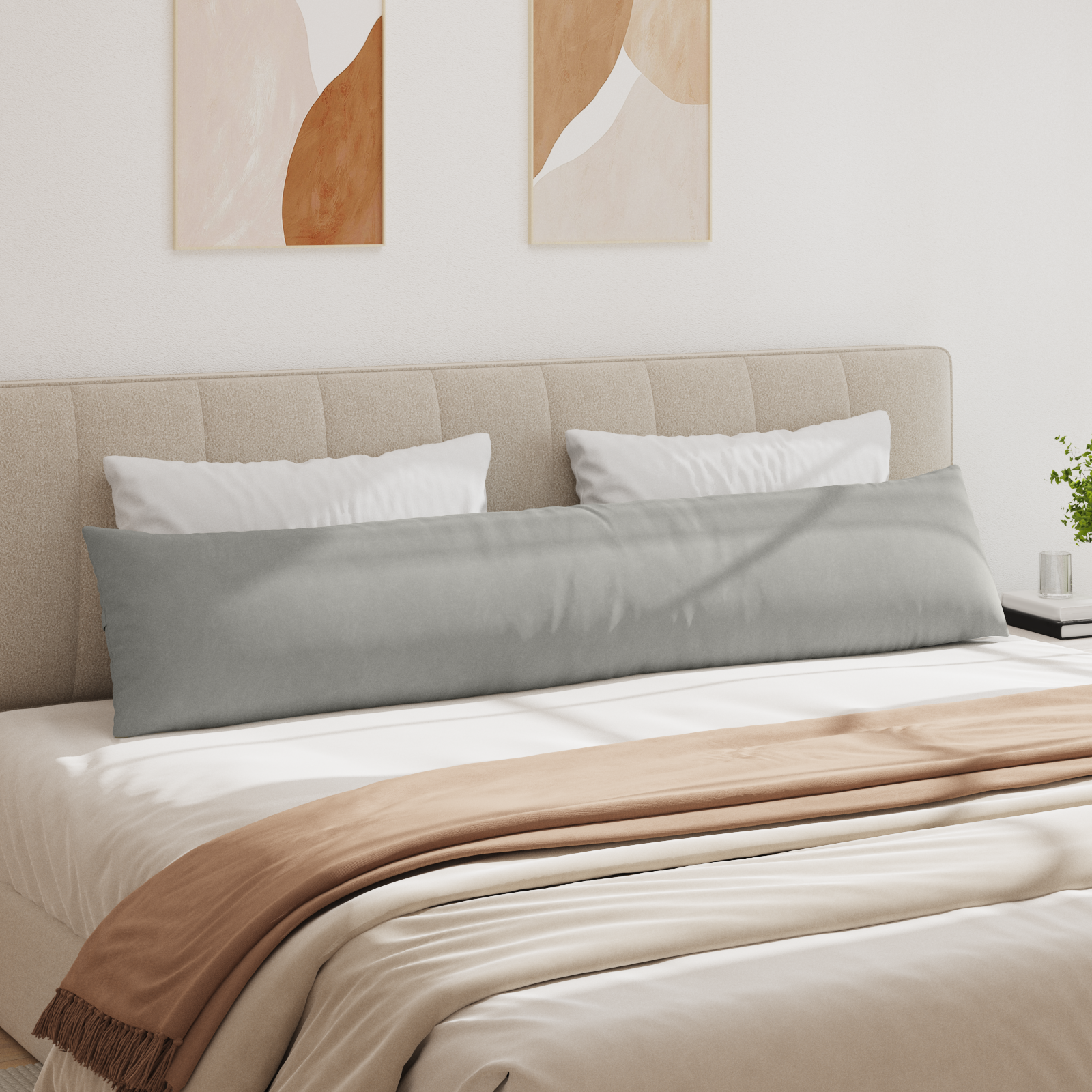 Sofa Pagalvės 2 pcs Šviesiai pilka 200 x 40 cm audinys
