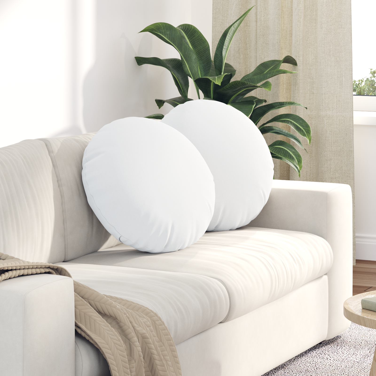 Sėdynių pagalvėlės 2 pcs Balta Ø50 x 19 cm audinys