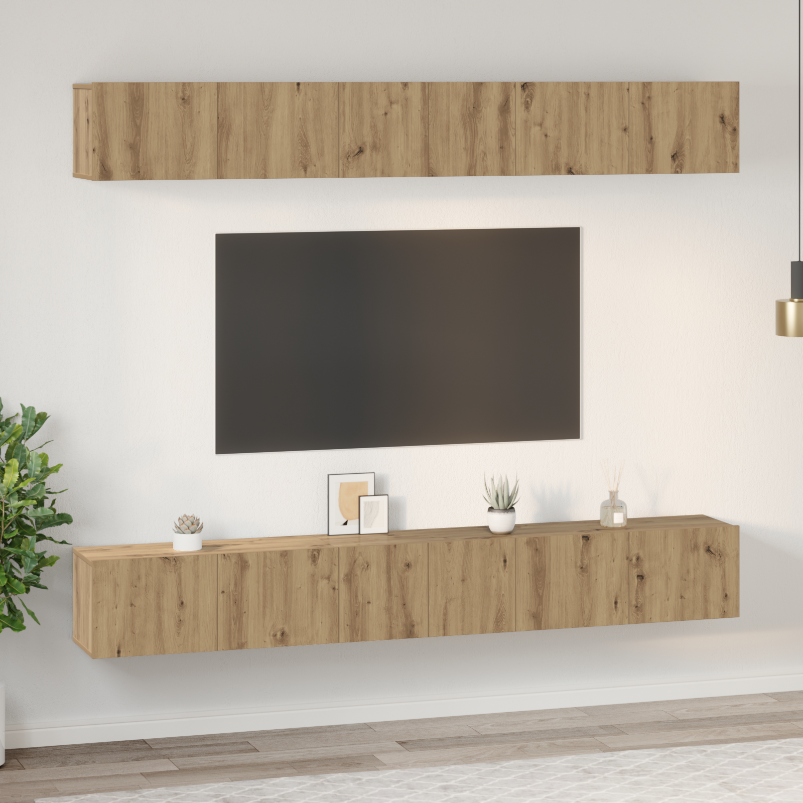 TV spintelių komplektas 6 pcs artisano ąžuolo 60 x 30 x 35 cm