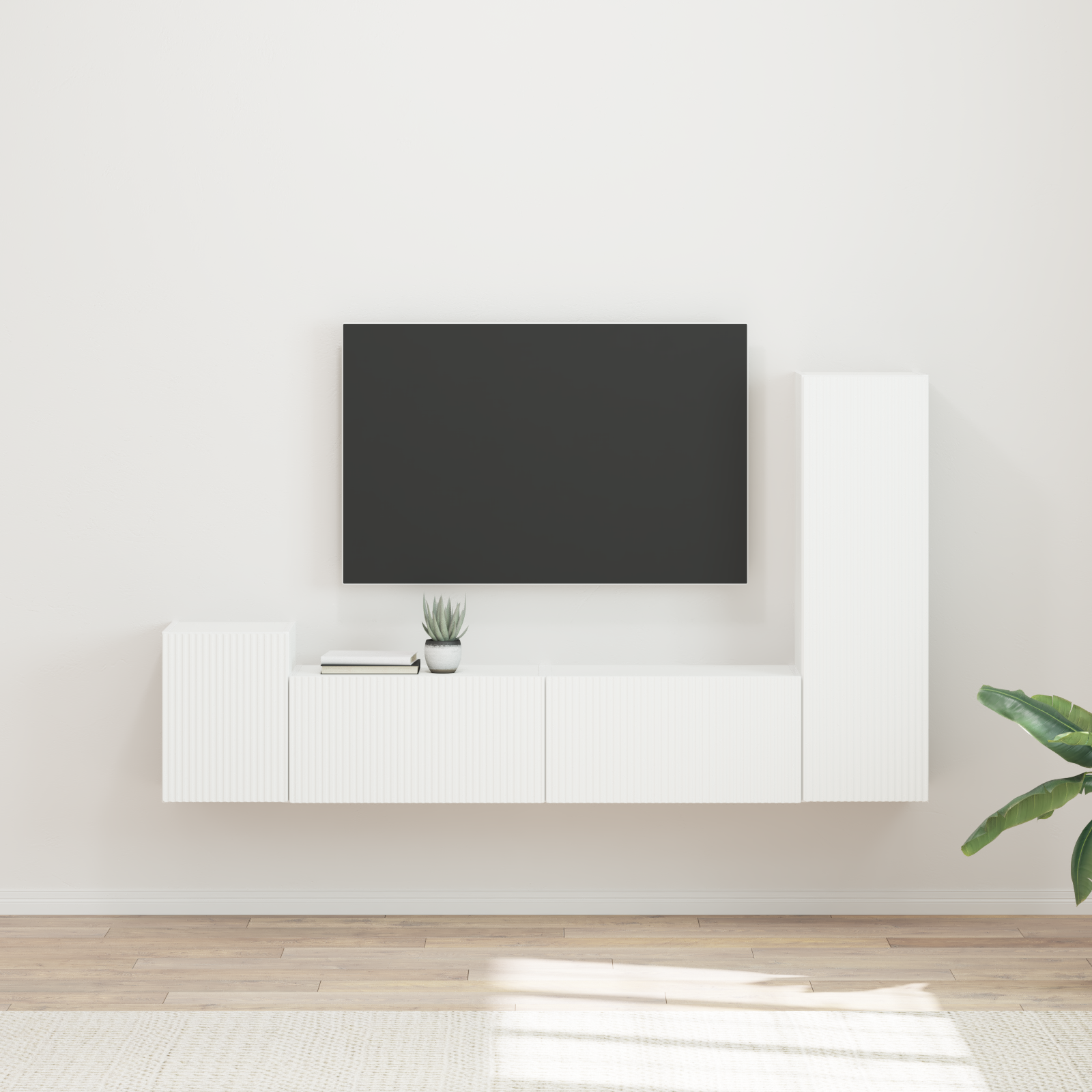 TV spintelių komplektas 4 pcs Balta Apdirbta mediena