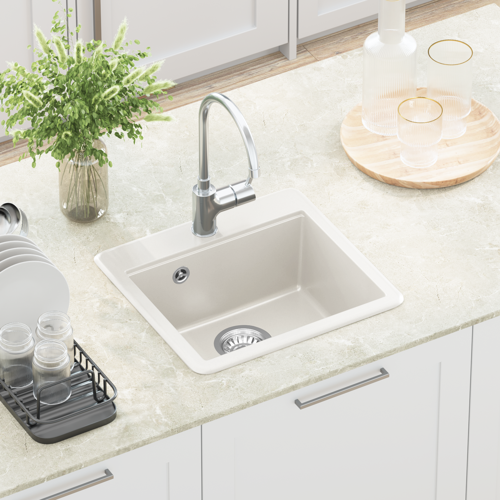 Kriauklė Balta 470 x 440 mm Granitas