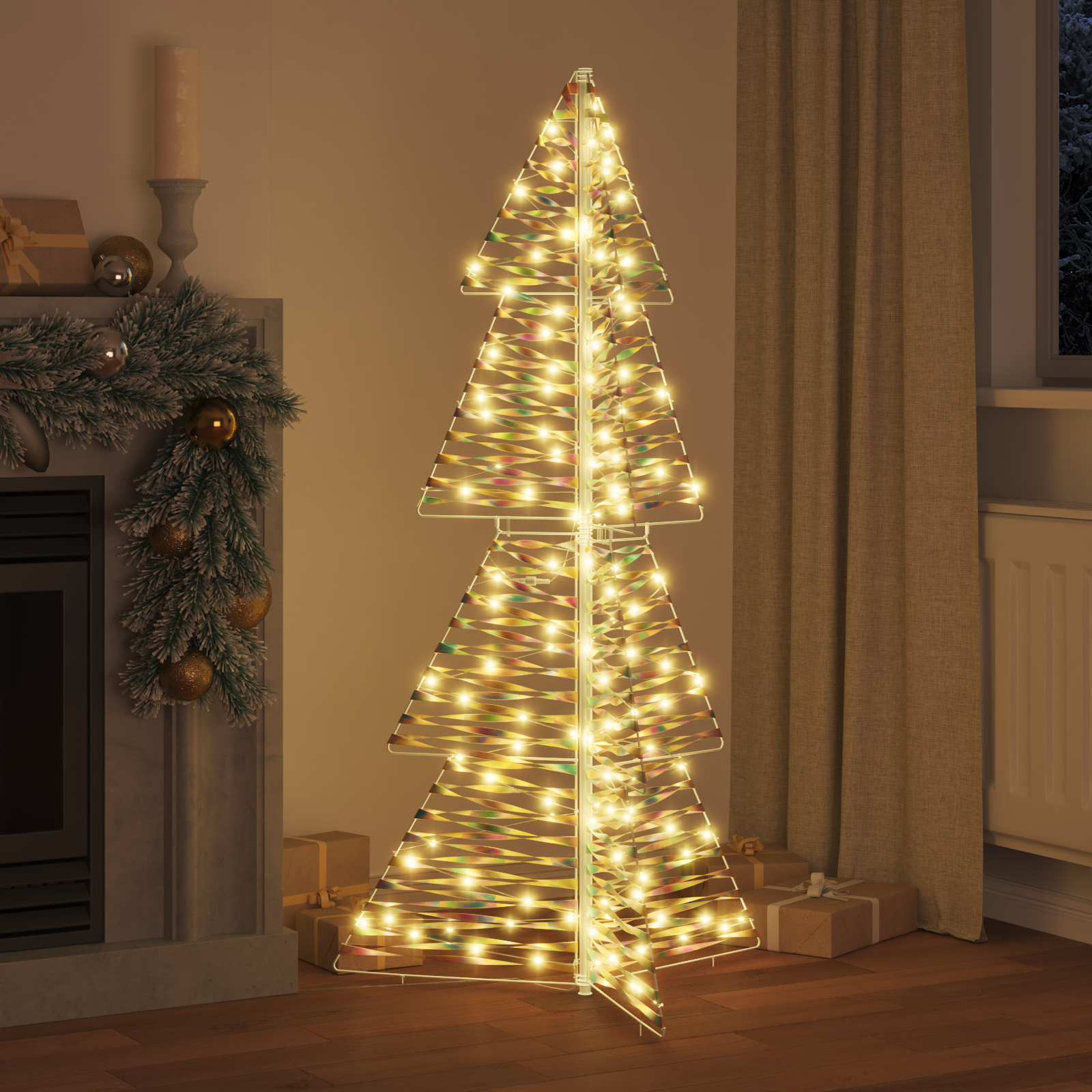 Ziemassvētku egle ar 160 LED silti balta 150 cm PET