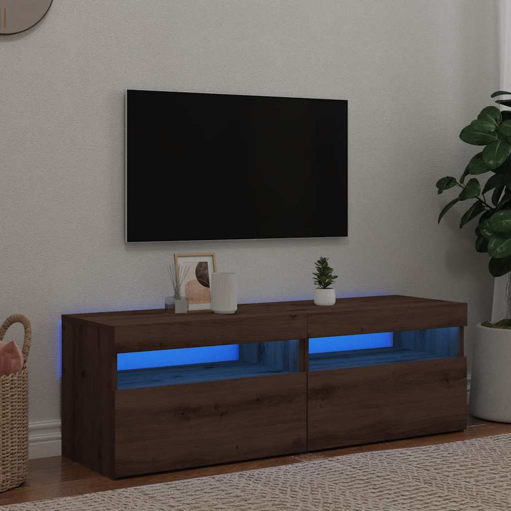 Televizoriaus spintelės su LED, 2vnt., artisano, mediena