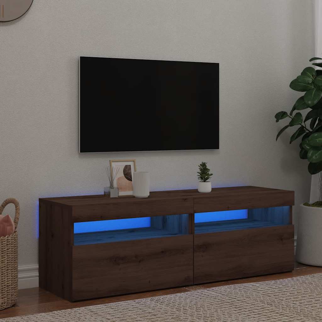 Televizoriaus spintelės su LED, 2vnt., artisano, mediena