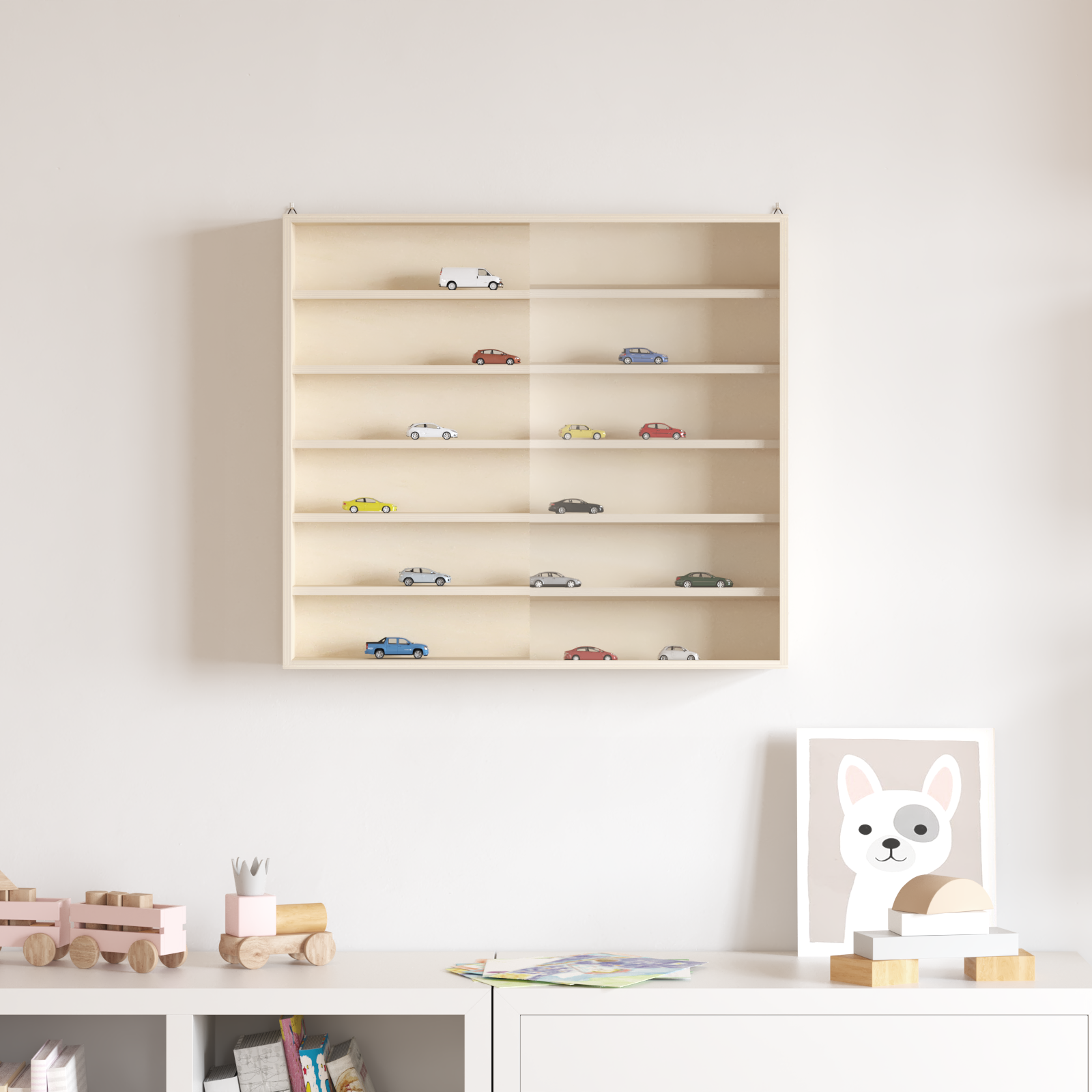 Sieninis vitrina su lentyna Smėlio 60 x 8,5 x 54 cm fanera