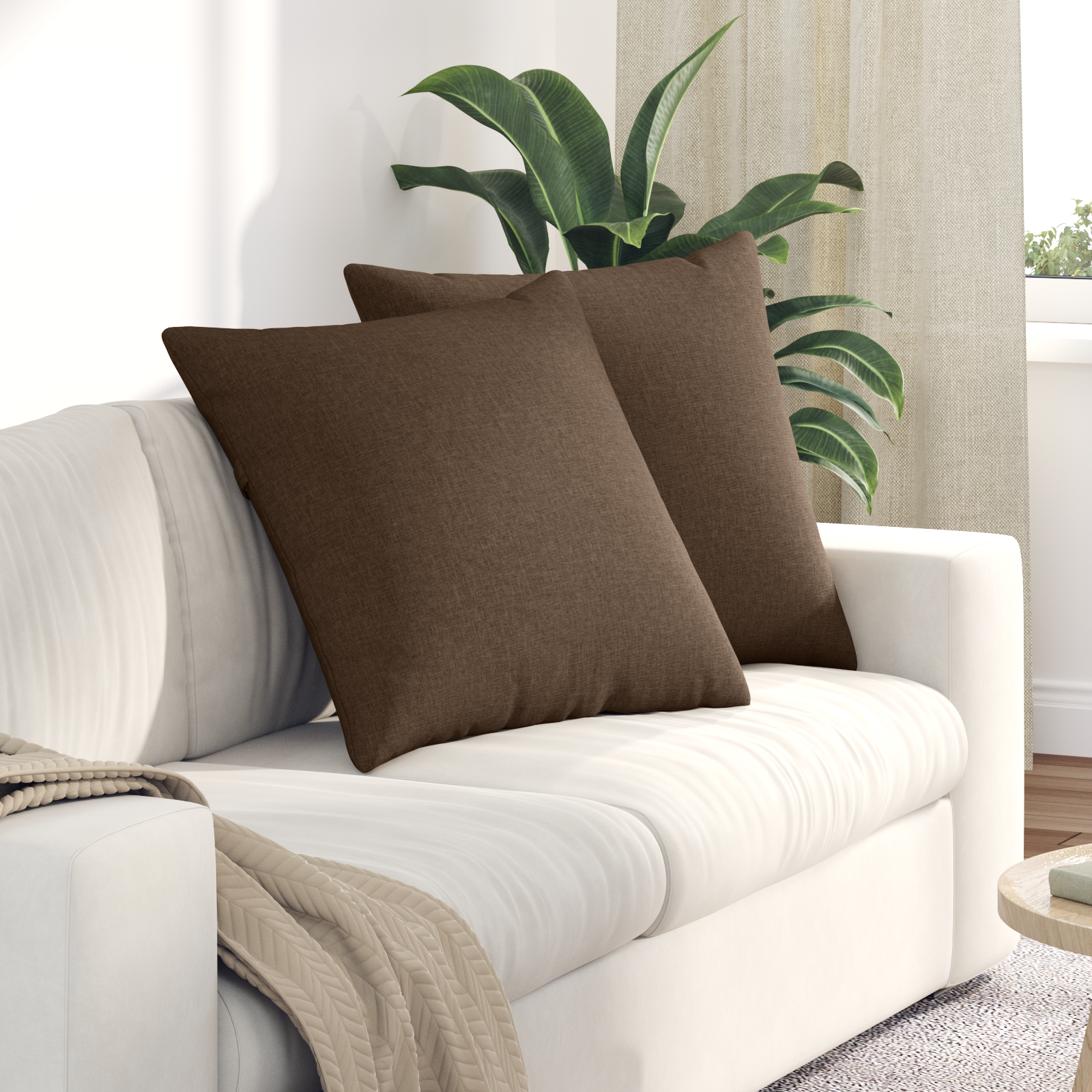 Sofa Cushions 2 pcs Brown 60 x 60 cm fabric