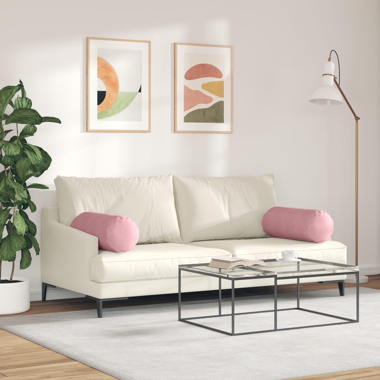 Pagalvės 2 pcs Rožinė Ø 25 x 70 cm Kordūrinis audinys