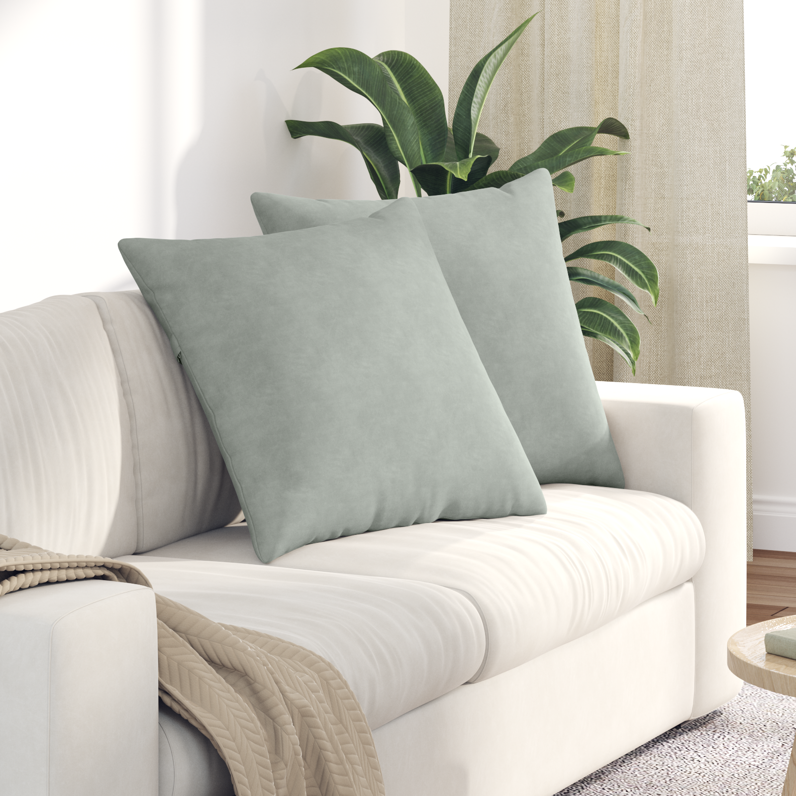 Sofa Pagalvės 2 pcs Šviesiai pilka 60 x 60 cm