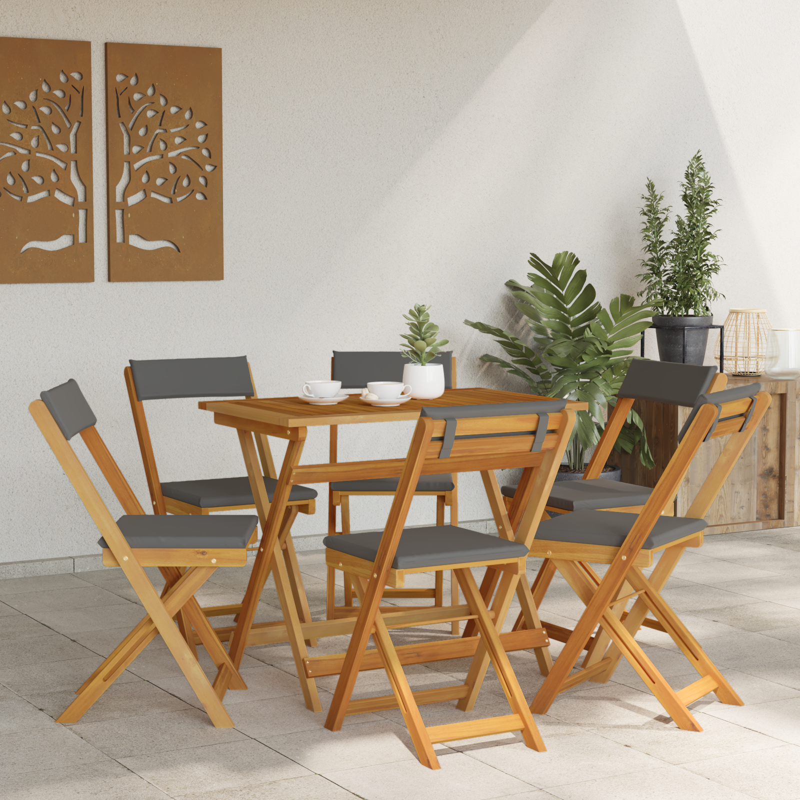 Lauko bistro kėdės 6 pcs Tamsiai pilka 40 x 53 x 80 cm