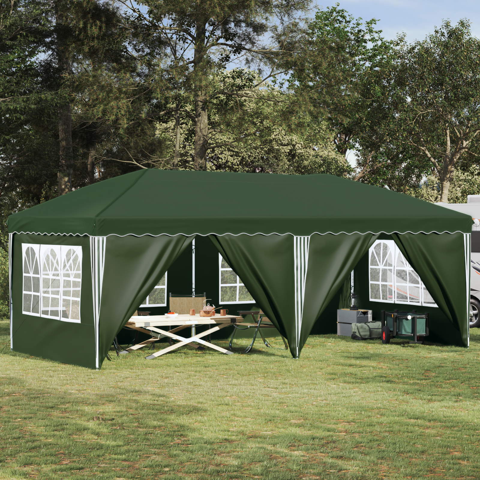 Pop-up šventinis palapinė 575 x 288 x 245 cm Žalia