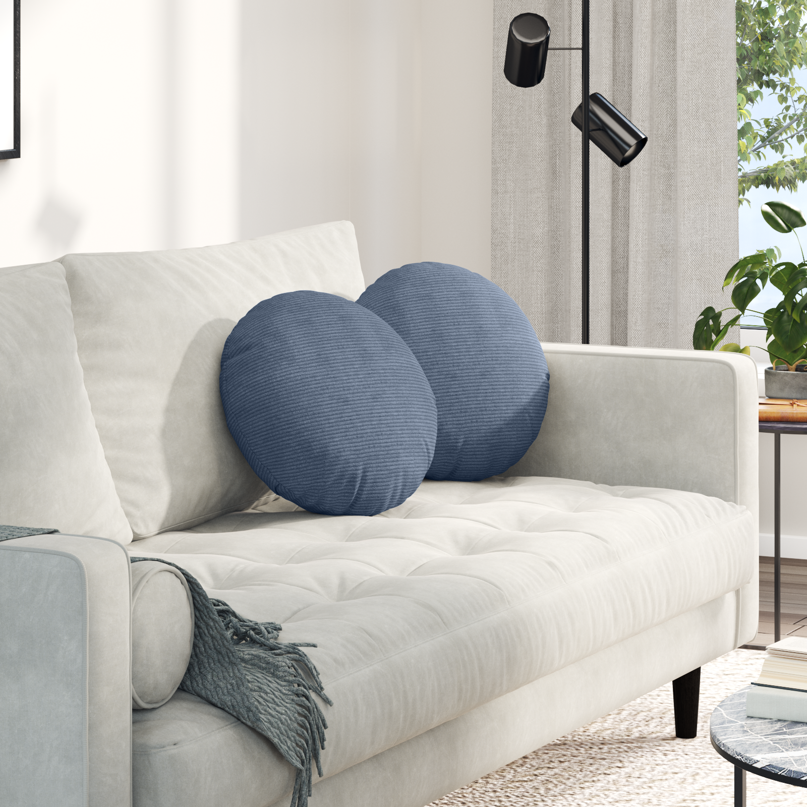 Sėdynių pagalvėlės 2 pcs Mėlyna Ø 40 cm Kordūrinis audinys