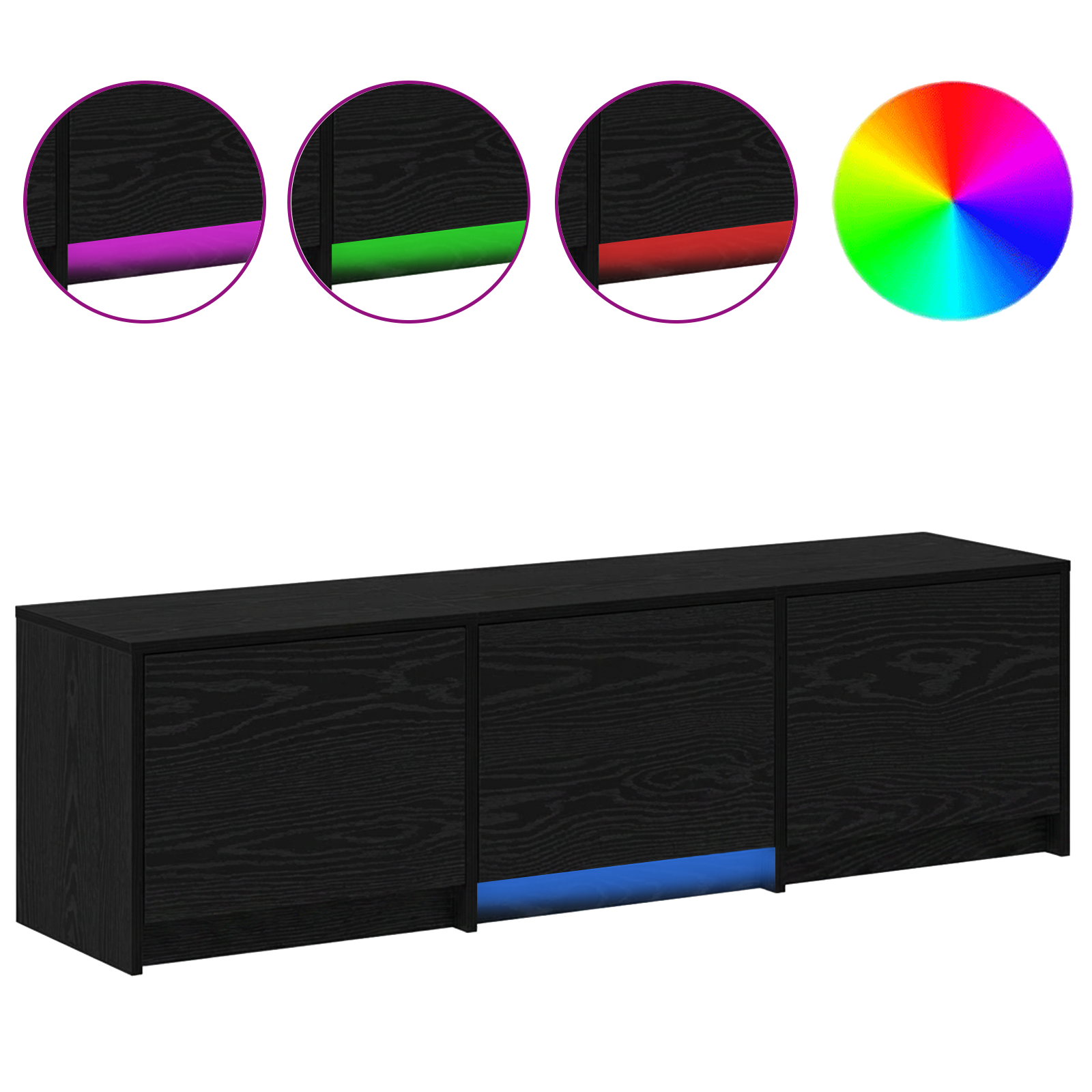 TV spinta su LED su stalčių Juodas ąžuolas 140 x 34 x 40 cm