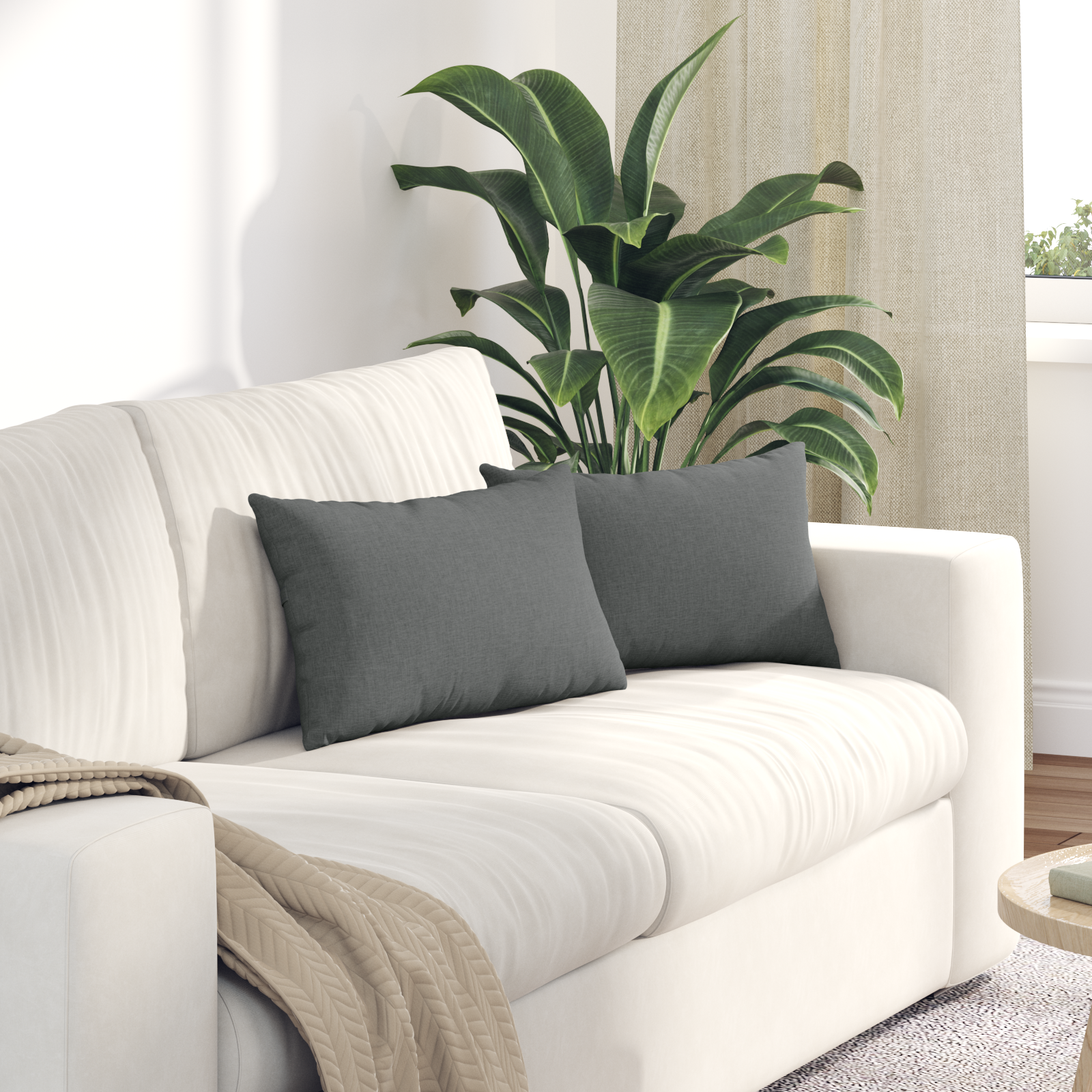 Sofa Pagalvės 2 pcs Tamsiai pilka 50 x 30 cm audinys