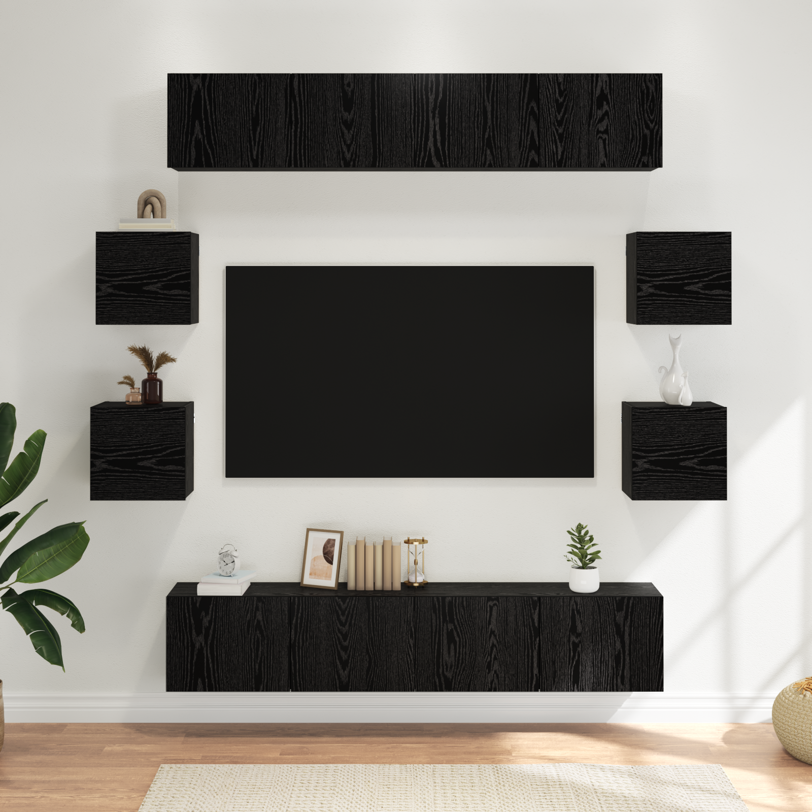 TV spintelių komplektas 8 pcs 80 x 30 x 30 cm Juodojo ąžuolo