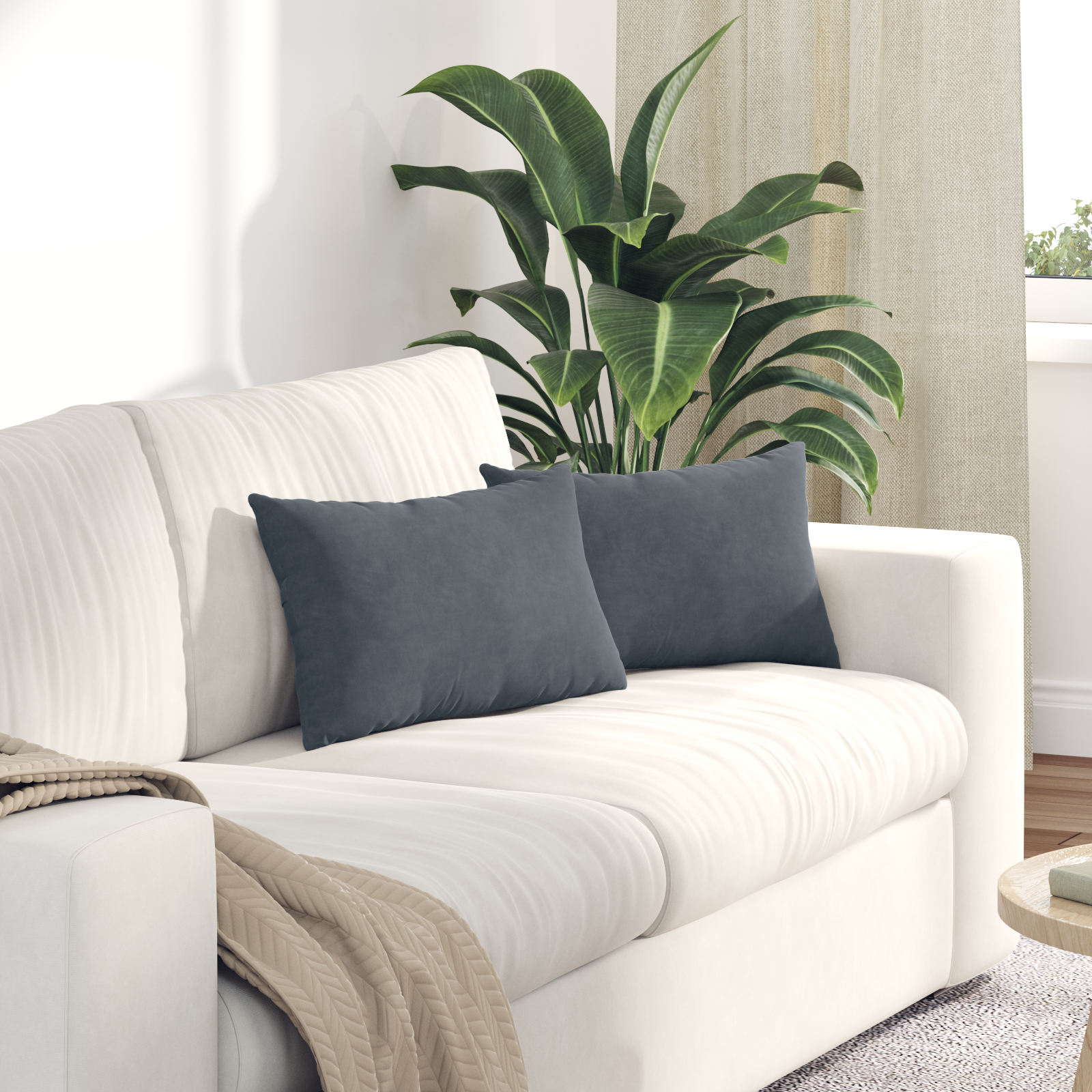 Sofa Pagalvės 2 pcs Tamsiai pilka 50 x 30 cm Kordūrinis audinys