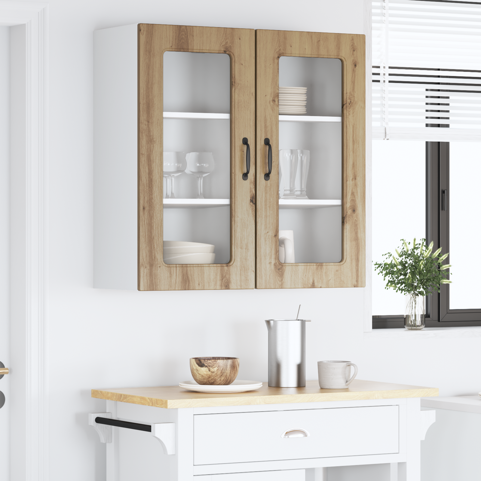 Kitchen wall cabinet with shelf 2 pcs Artisan oak