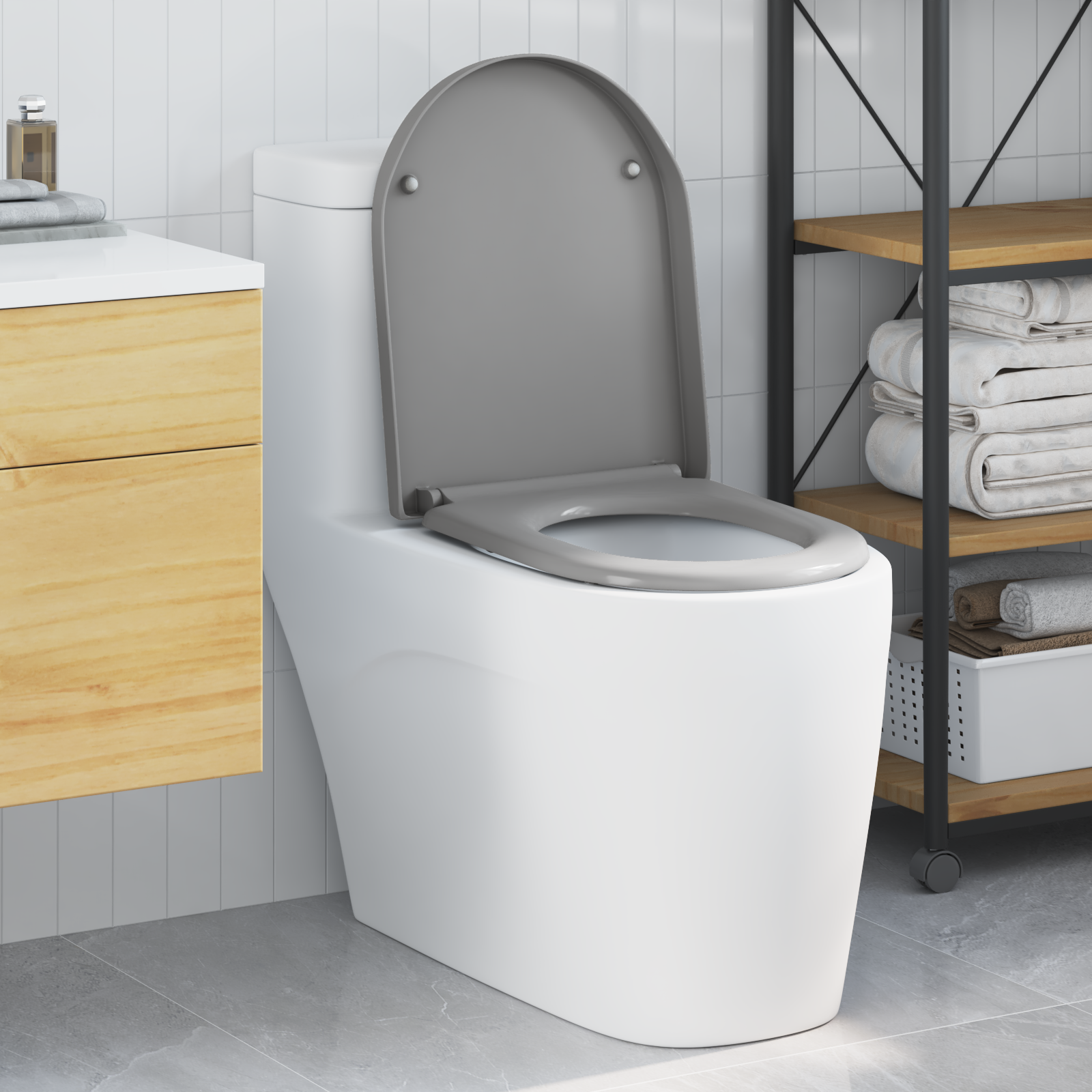Quick Release Toilet Seat Grey 46.2 x 36 x 4.3 cm