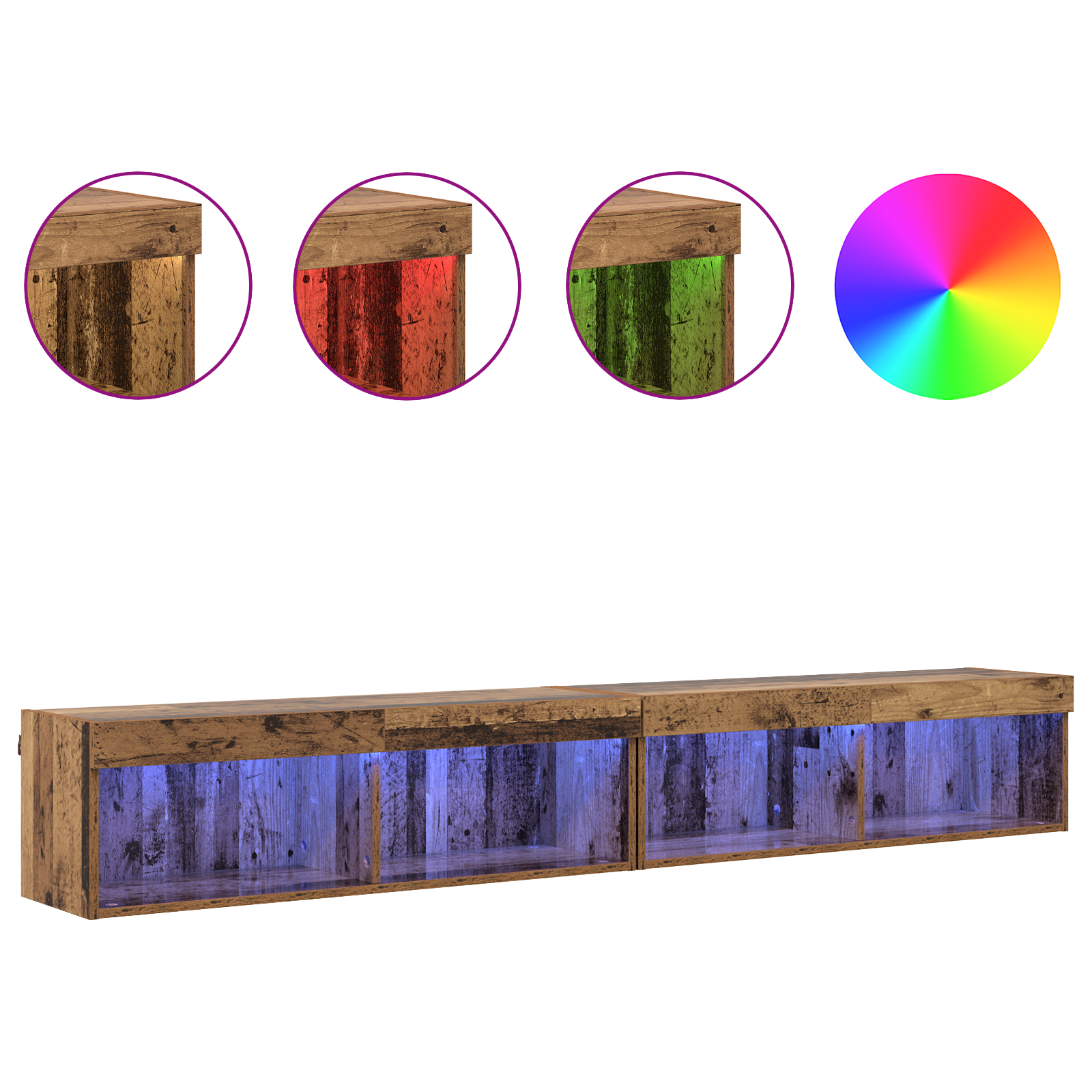 TV wall units Panama 2 pcs Old wood