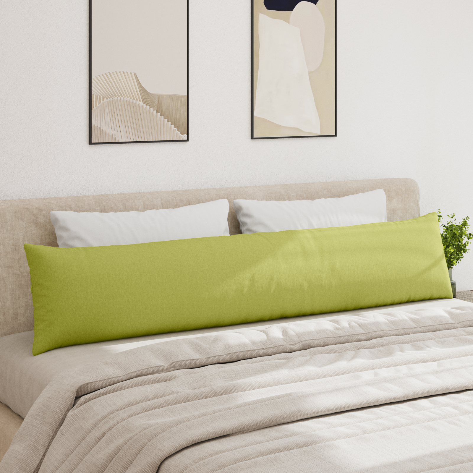 Dīvāna spilveni 2 gab. gaiši zaļā krāsā 200 x 40 cm audums