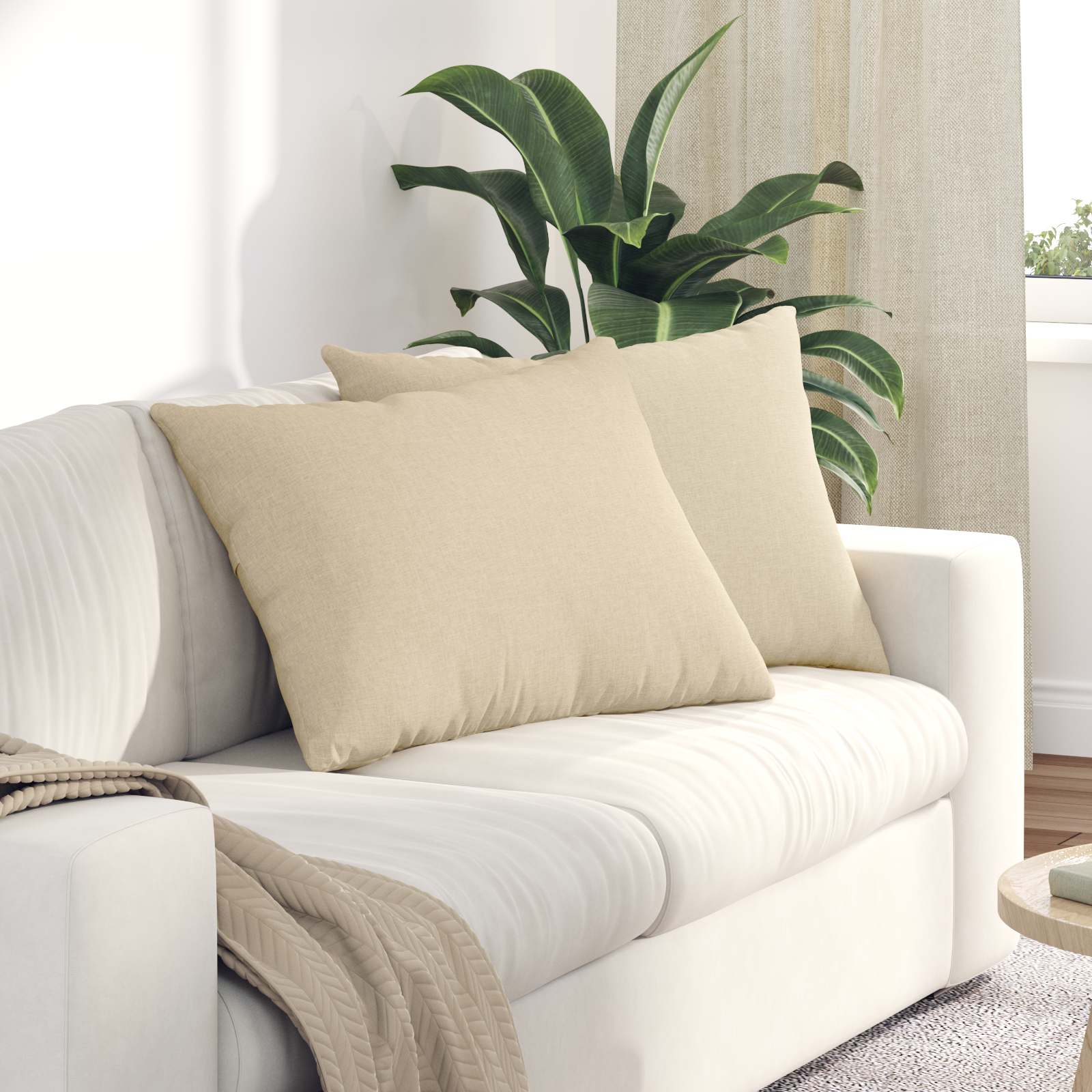 Sofa Pagalvės 2 pcs Kreminė 70 x 50 cm audinys