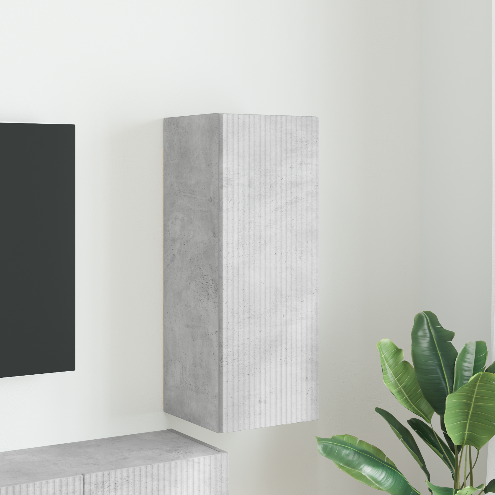 TV sieninė spintelė Betoninė 30 x 31 x 80 cm Apdirbta mediena