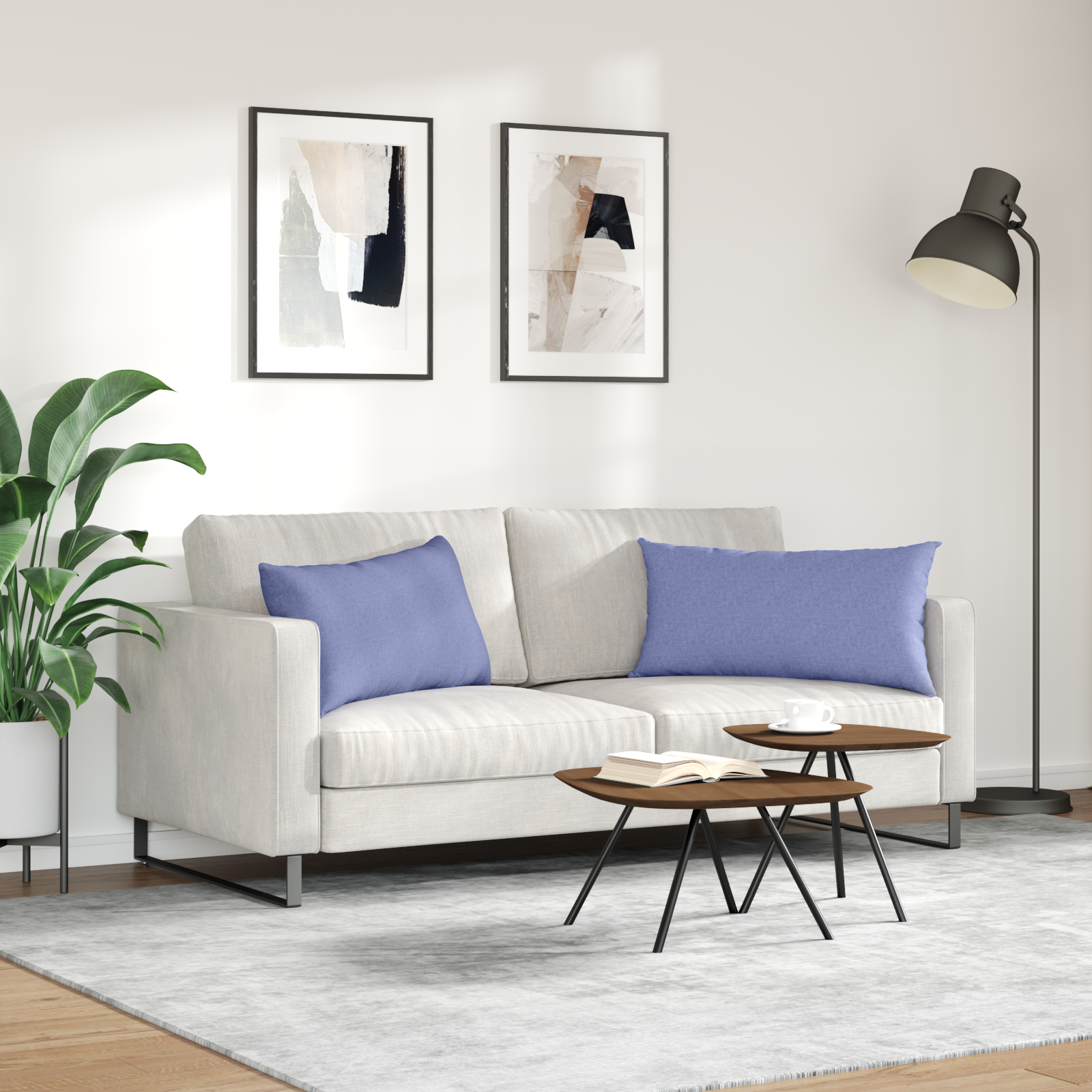 Sofa Cushions 2 pcs Blue 80 x 40 cm fabric