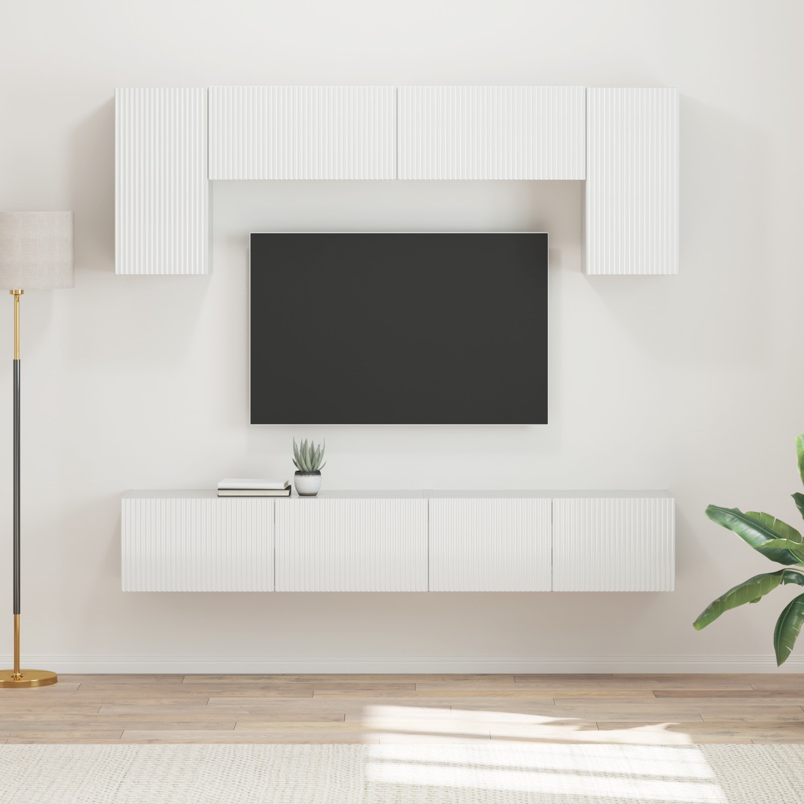 TV spintelių komplektas 4 pcs Aukštai blizganti balta
