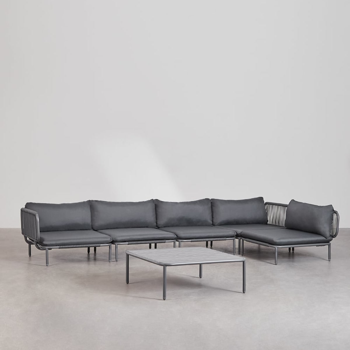 Corner sofa GRAFITO, five-piece system, graphite grey