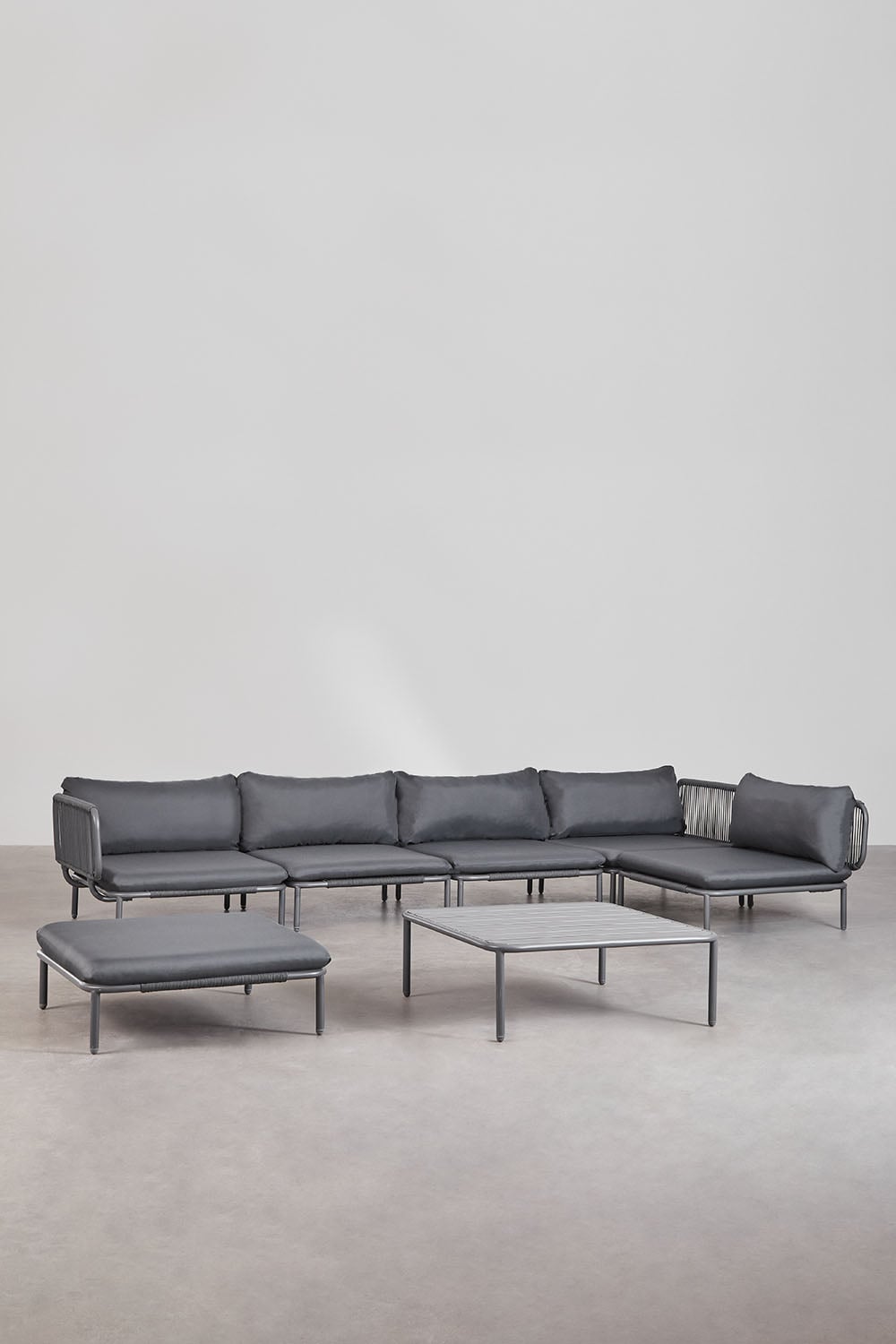 Corner sofa GRAFITO, six-seater, graphite grey