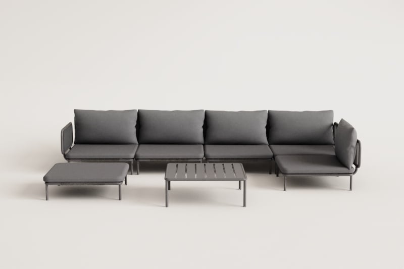 Corner sofa GRAFITO, six-seater, graphite grey