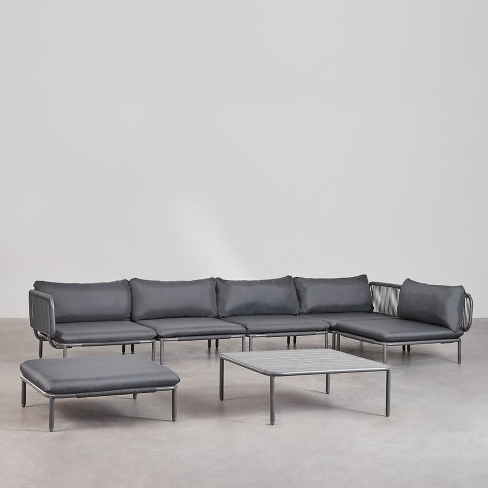 Kampinė sofa GRAFITO, šešių vietų, grafito pilka