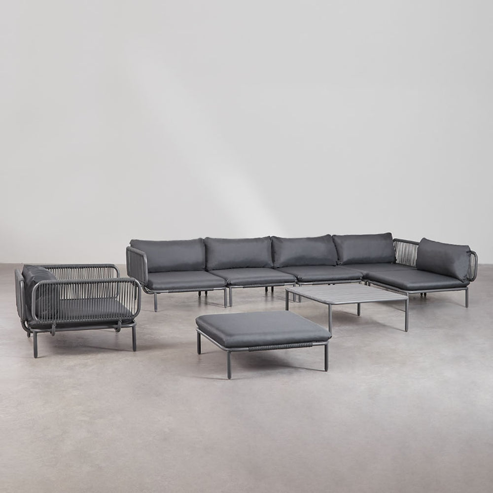 Corner sofa GRAFITO, five-piece, graphite grey